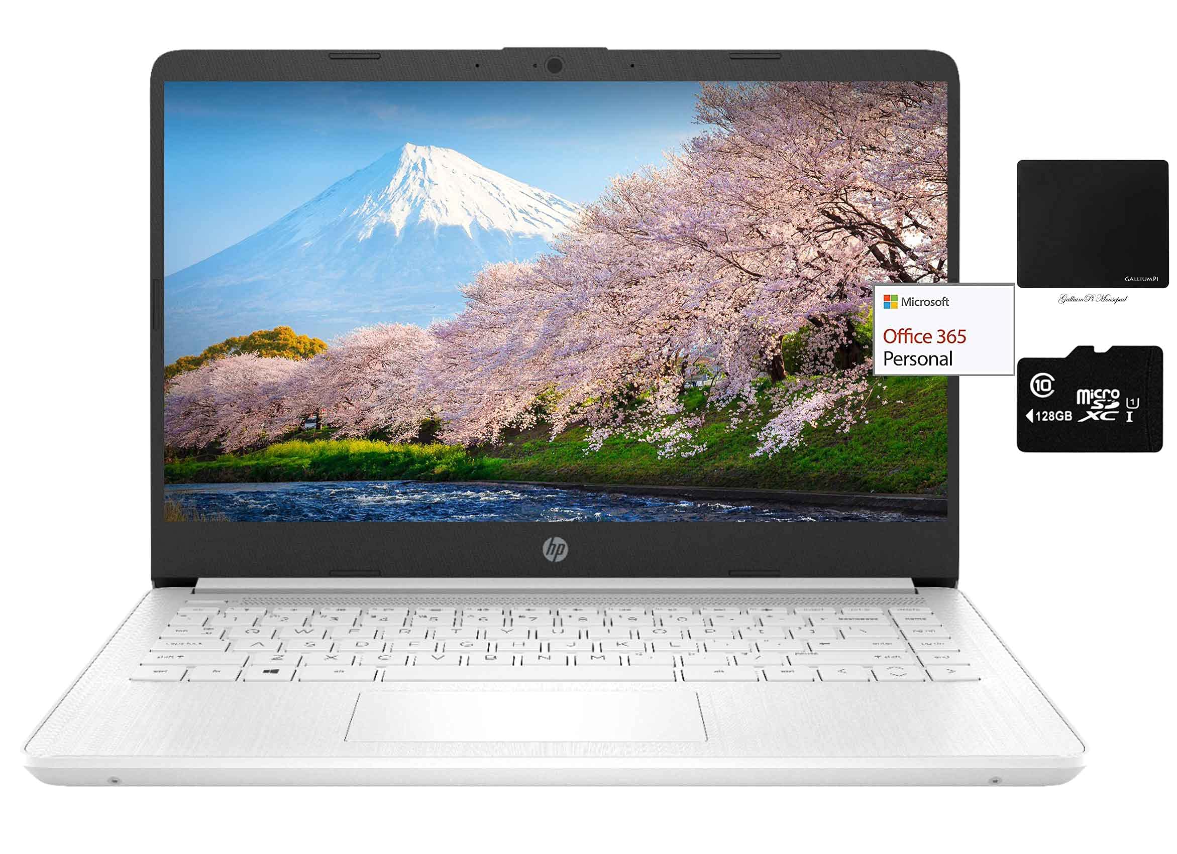 HP 14 Thin Light Laptop, Intel 2-Core N4020, 16GB RAM, 192GB Storage(64GB eMMC+128GB Micro SD), 1Yr Office, Win 11 Bundle with G