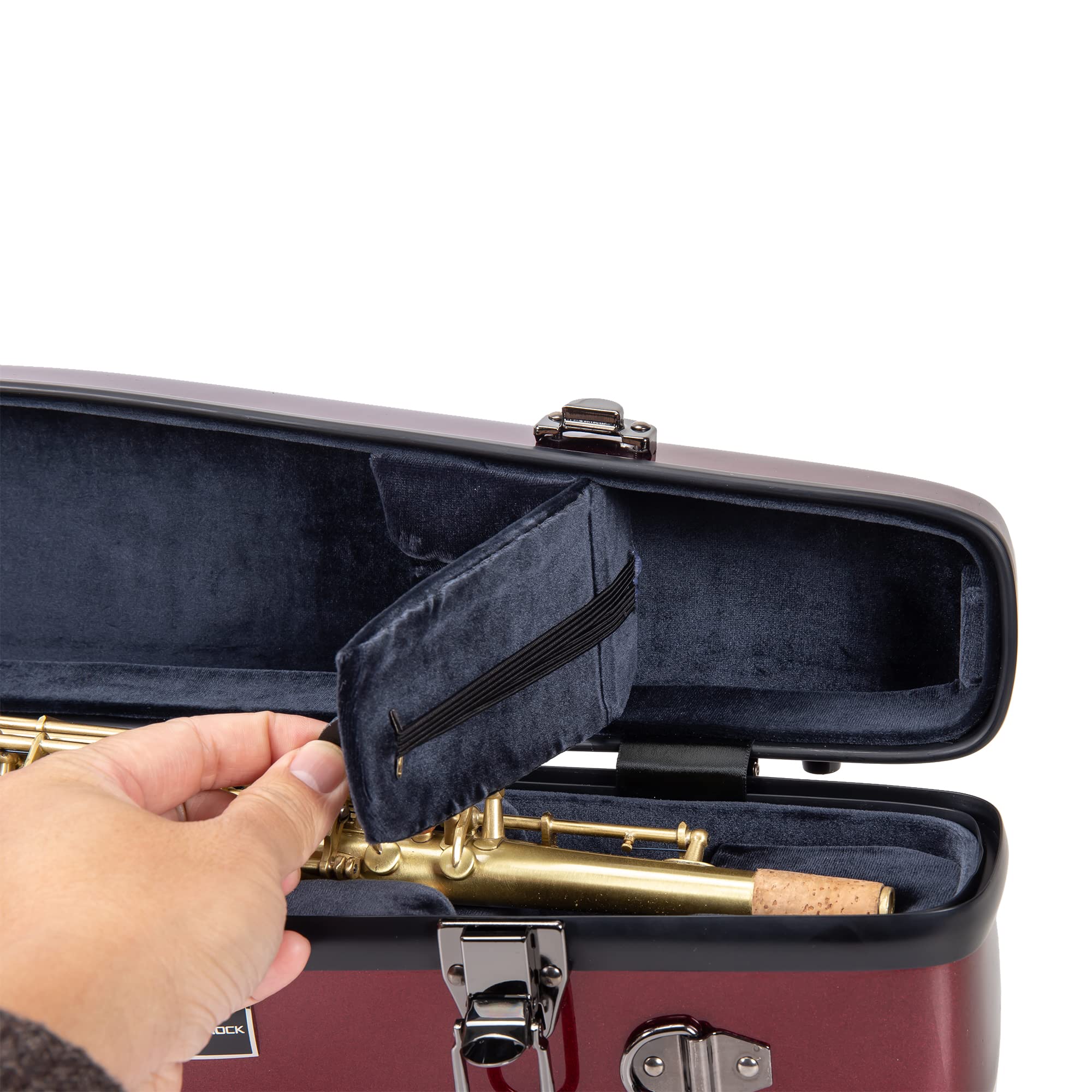 Crossrock Pro Grade Straight Soprano Saxophone Case | Crimson Red Gloss, Tsa Lock, Elite Protection, Detachable Backpack Straps,