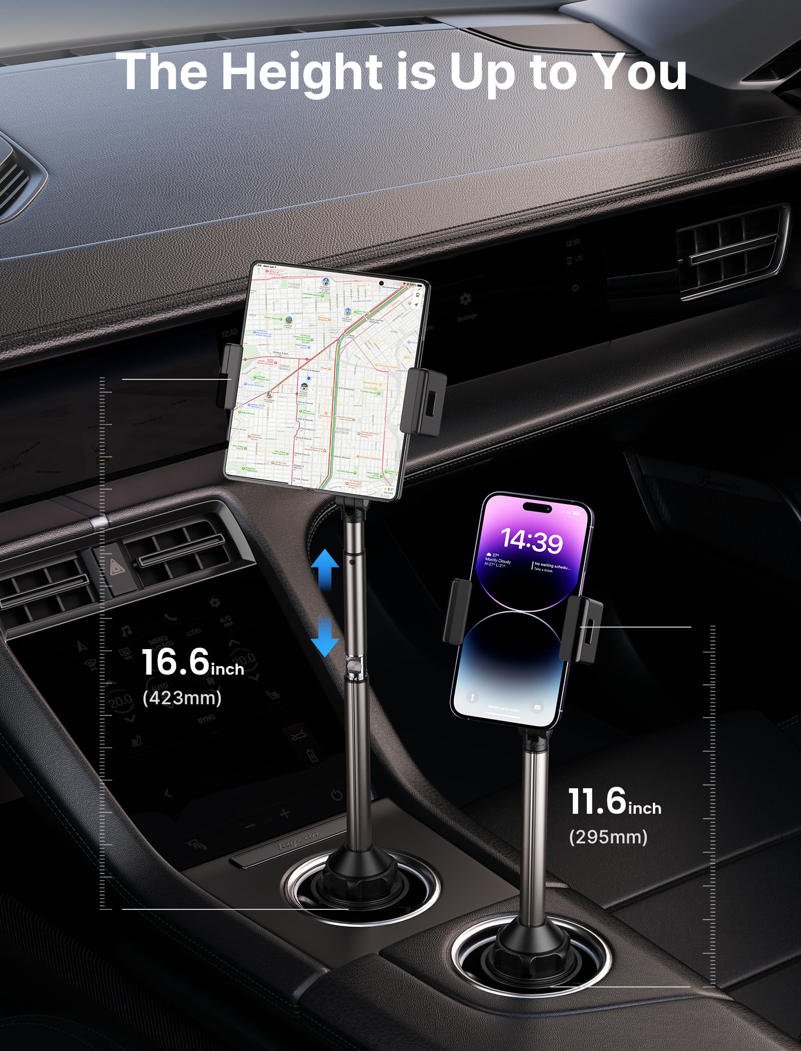 Jsaux Cup Holder Universal Mount For Foldable Phone, Car Truck Cradle Compatible With Ipad Mini, Samsung Galaxy Z Fold 6/5/4, Pi