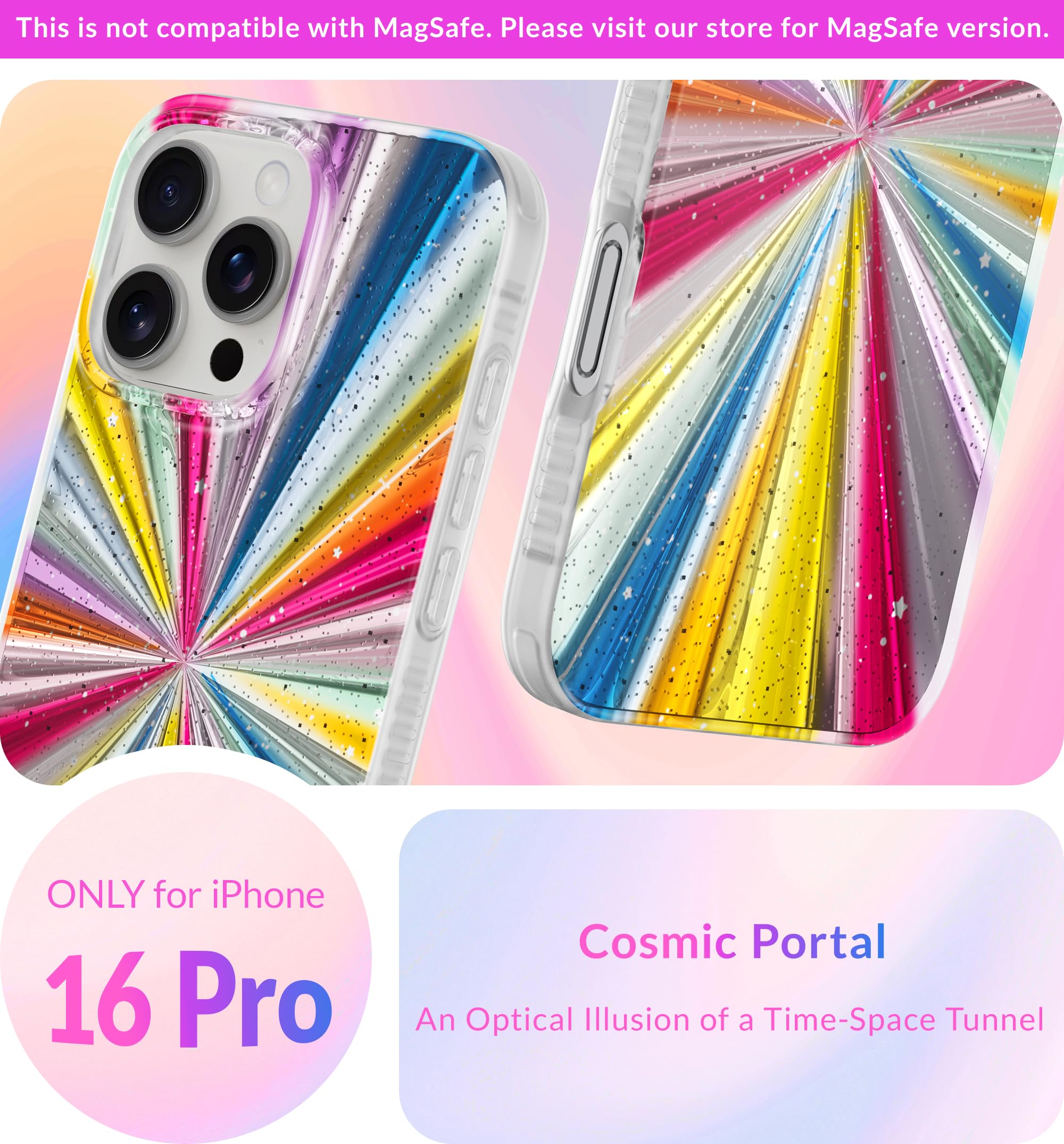 Lonli Hue   For Iphone 16 Pro Case   Cosmic Portal Phone Case   [360 Shock Absorbent Bumper]   Cute, Unique And Aesthetic Phone