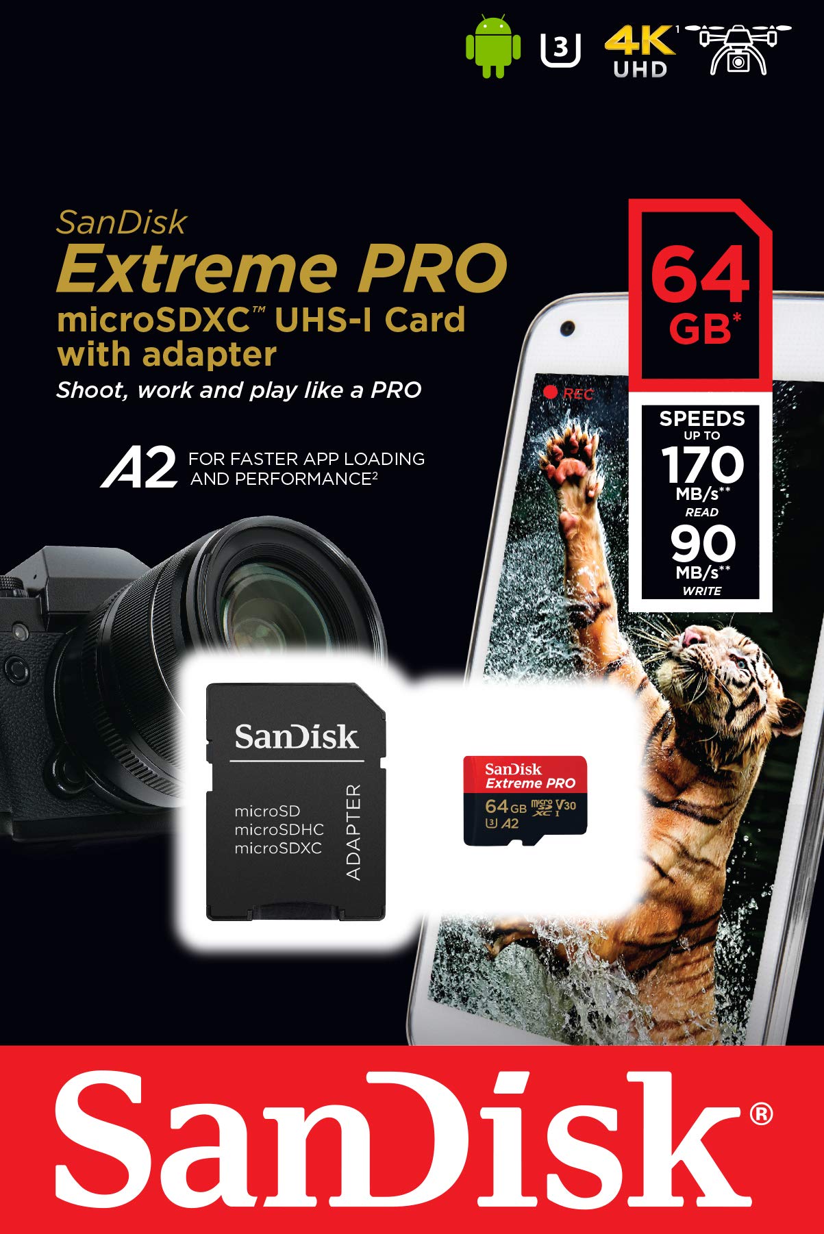 Sandisk Extreme Pro Microsdxc Uhs-I U3 A2 V30 64Gb + Adapter