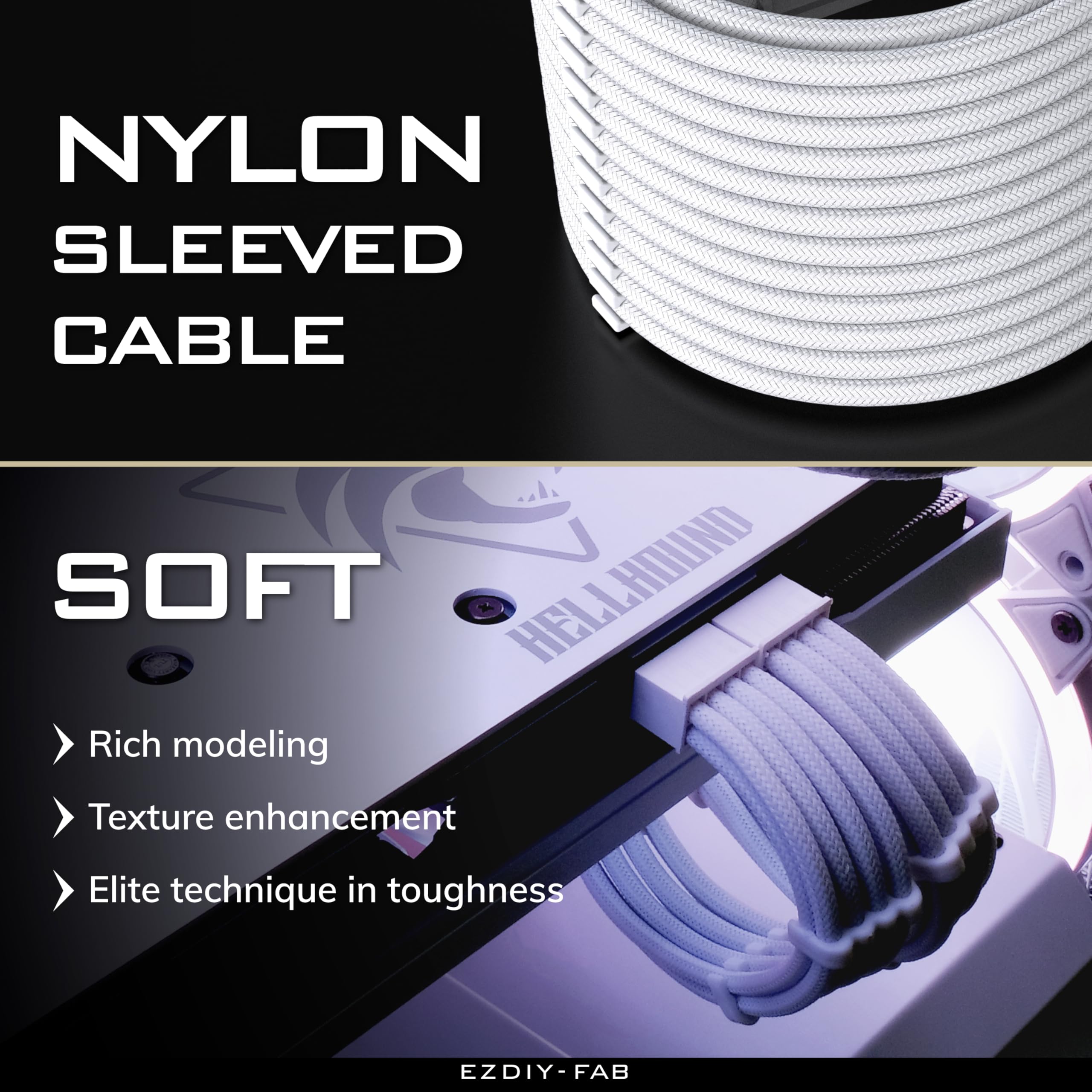 Ezdiy Fab Psu Cable Extension Sleeved Custom Mod Gpu Pc Power Supply Soft Nylon Braided With Comb Kit 24Pin/3X 8Pin To 6+2Pin/ 2