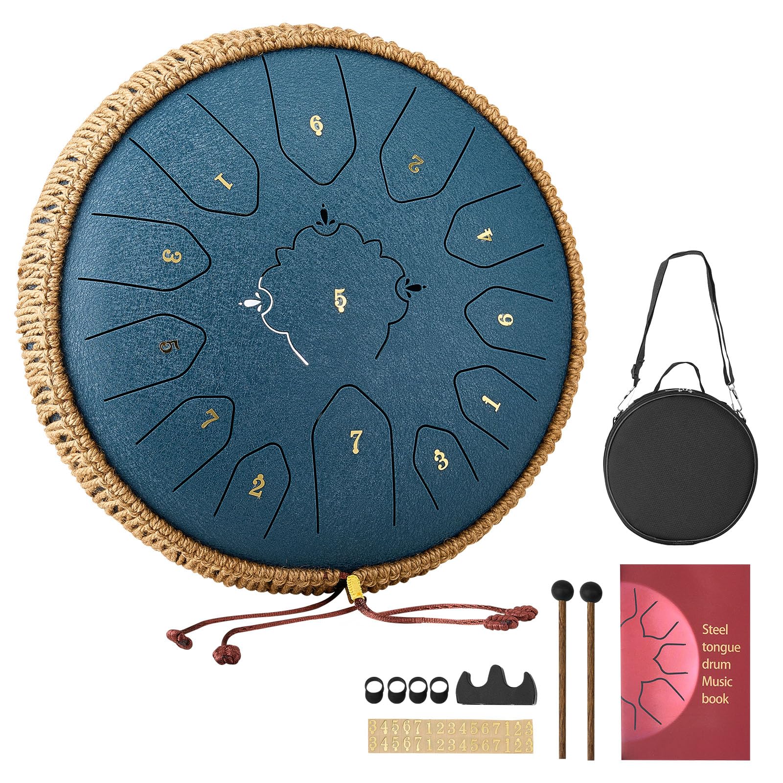 VEVOR Steel Tongue Drum, 12 in 13 Notes Rain Drum for Outside Garden, C Major Musical Drums with Music Book & Mallets, Percussio