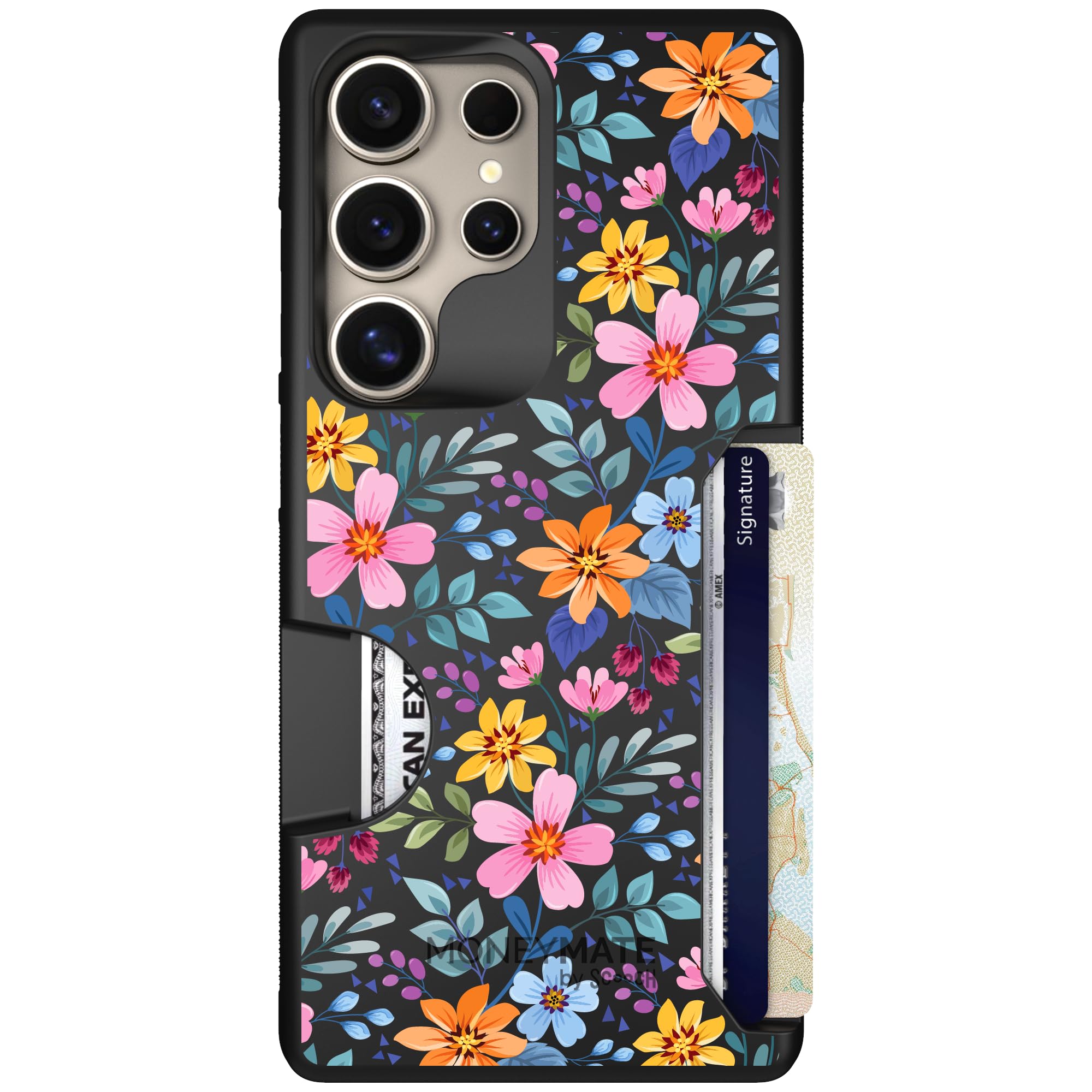 Scooch for Samsung Galaxy S25 Ultra Case with Card Holder, Moneymate Wallet Case with Hidden Card Slot and Protection for 4 Card