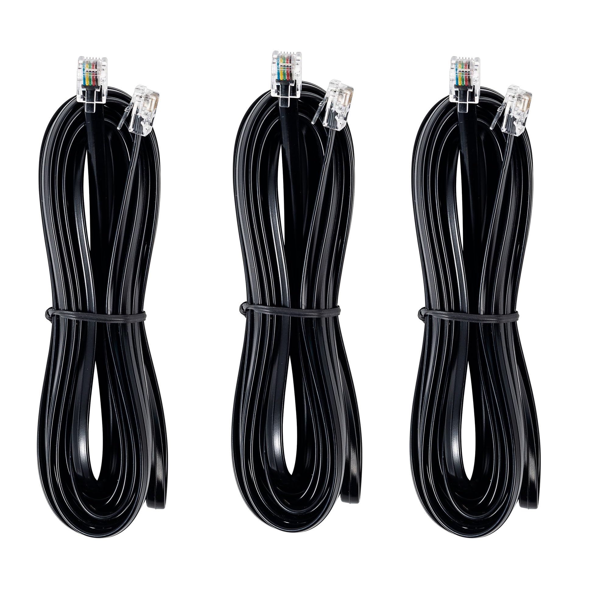 Jmzly Rj12 Cable Phone Cord Rj12 6P6C Male To Male Straight Wired For Both Data And Voice Use Black   15 Feet3 Pack