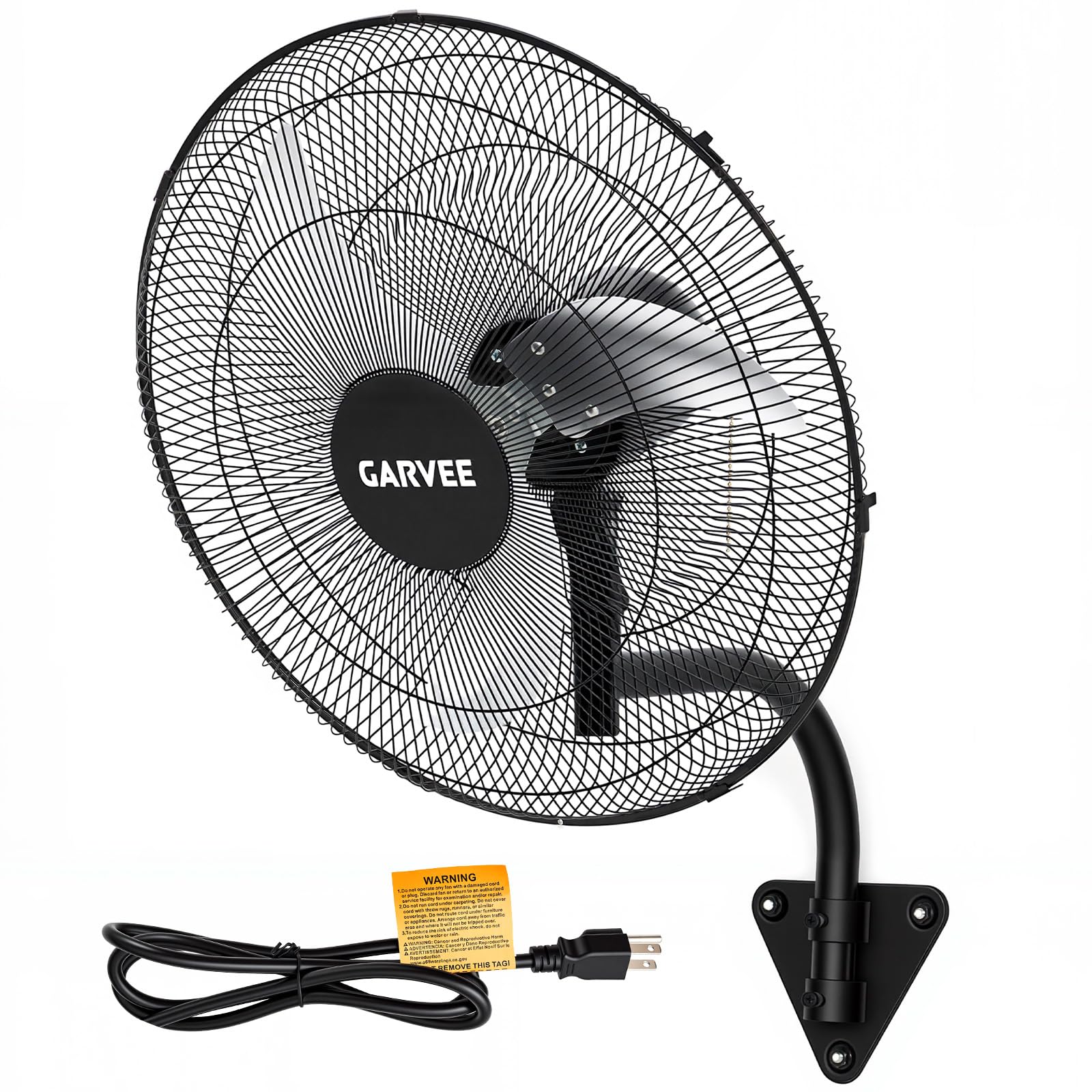 Garvee 18 Inch Oscillating Wall Mount Fan, 3 Speed High Velocity 3500 CFM Industrial Wall Fan, 90 Oscillation & 30 Tilt Cooling,