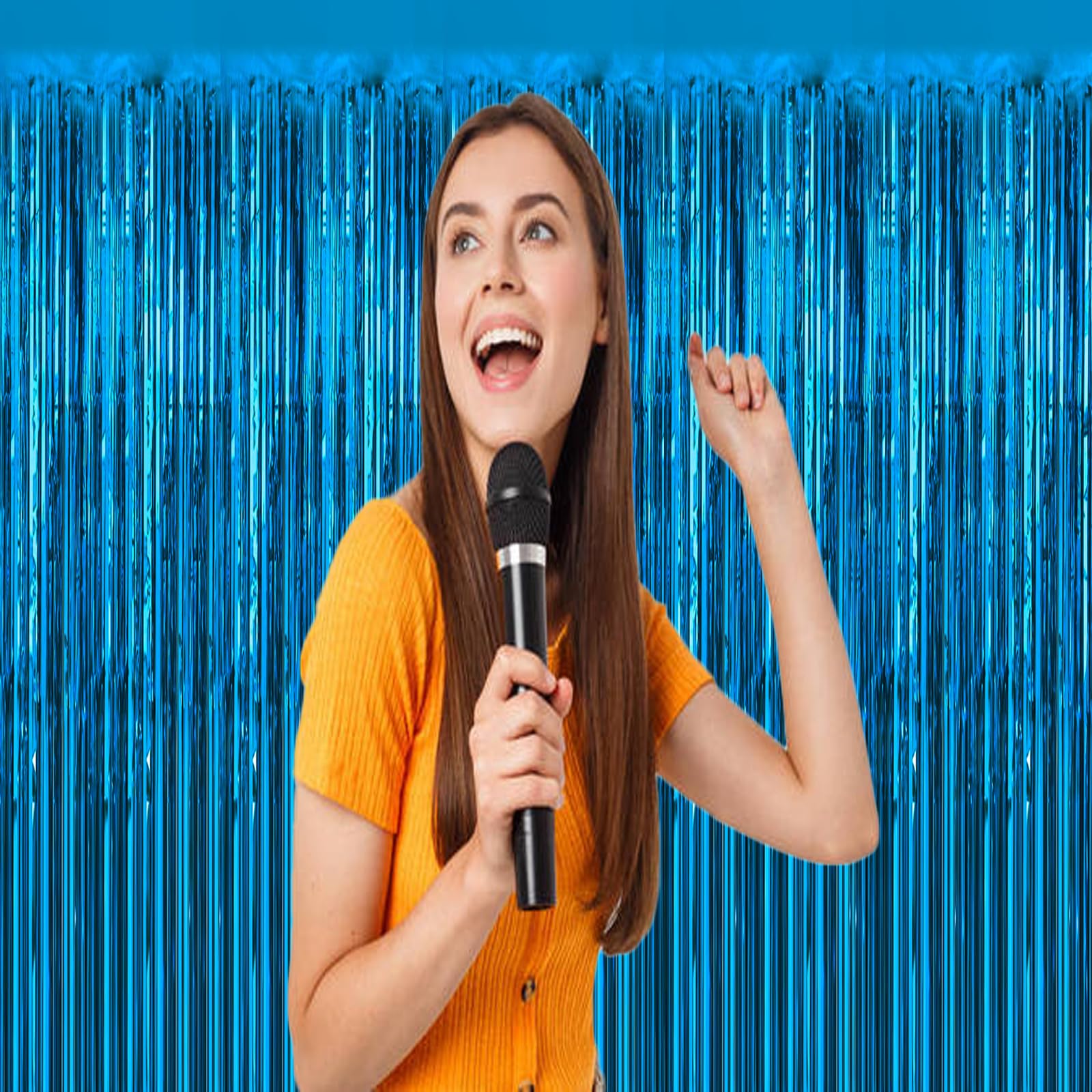 20 Pack Light Blue Metallic Tinsel Foil Fringe Curtains Party Photo Backdrop Party Streamers For Birthday,Graduation,New Year Ev