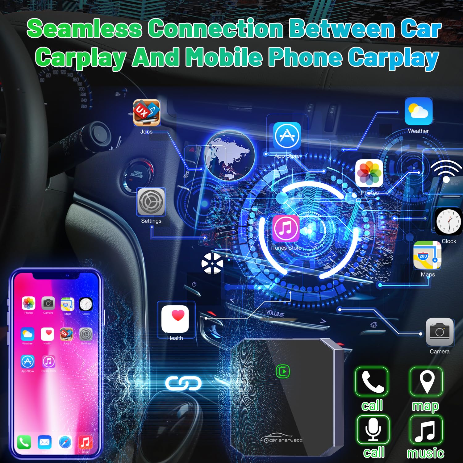 Suitable For Converting Factory Car Wired Carplay To Wireless Carplay,Wireless Carplay Adapter,Plug And Play,No Installation Req
