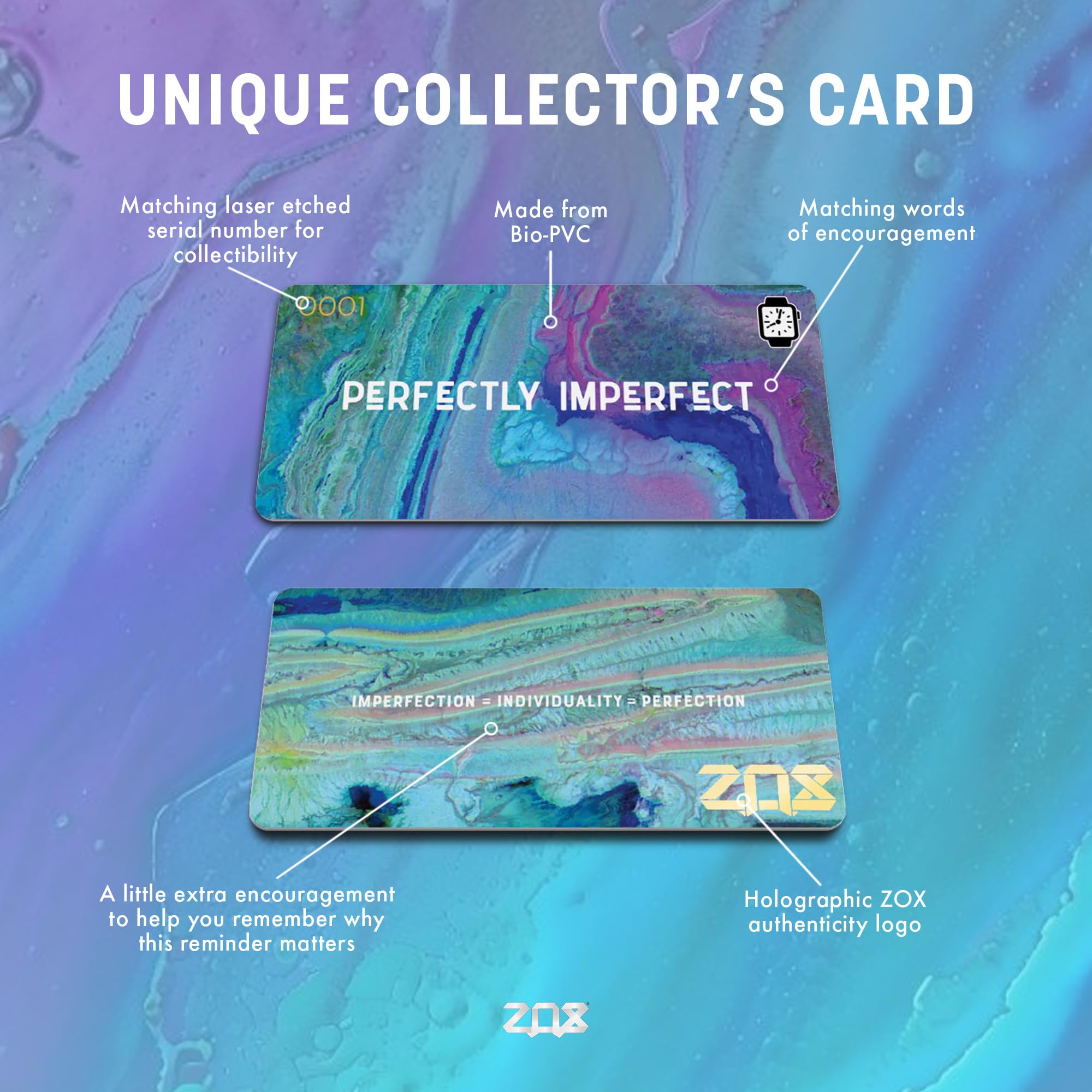 Zox Android Smart Watch Band - Perfectly Imperfect | Soft, Adjustable Elastic Band With Motivational Affirmations And Beautiful