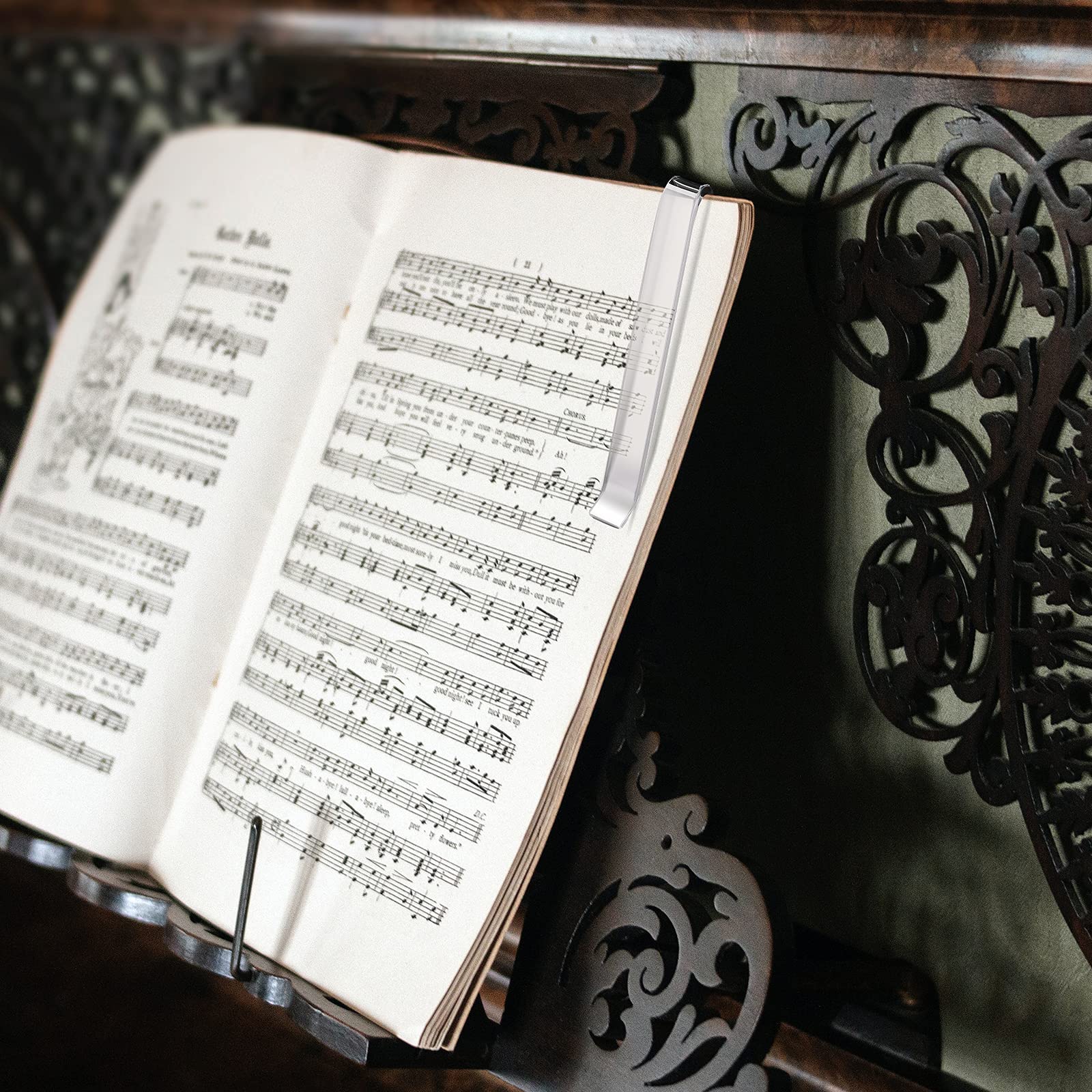 Savita 10 Pcs Music Stand Clips, Clear Acrylic Music Holder Clip Book Page Clip For Wind For Musician Composer Outdoor Gig Rehea