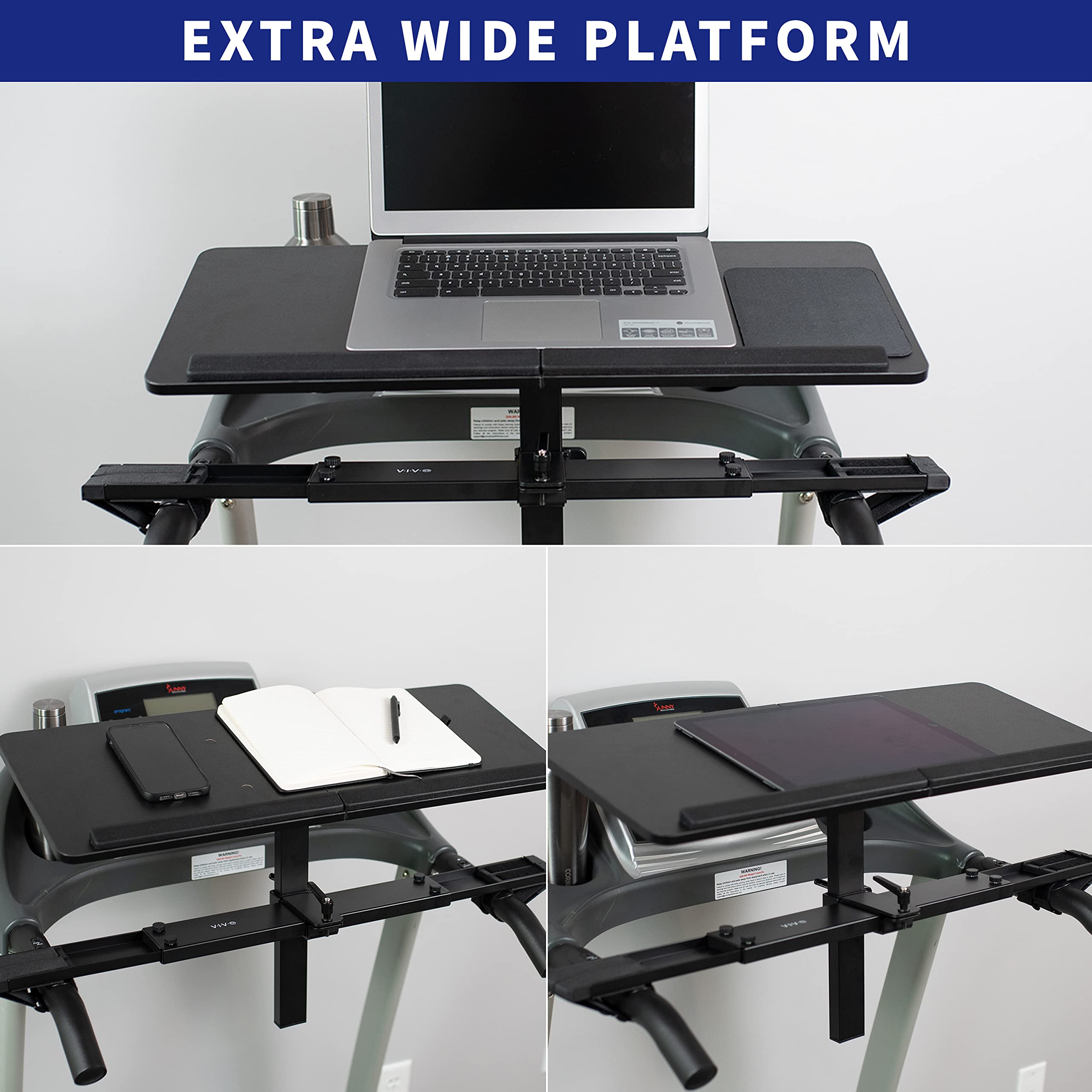 Vivo Universal Wooden Laptop Treadmill Desk, Adjustable Ergonomic Notebook Mount Stand For Treadmills, Includes Mouse Pad And Wr