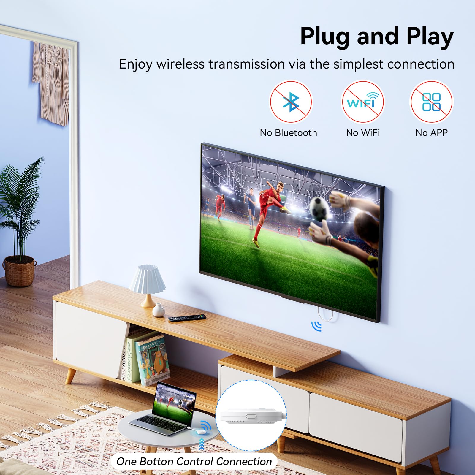 4Urpc Wireless Hdmi Transmitter And Receiver 100Ft/30M, Plug And Play Wireless Display Adapter 2.4G/5G, 4K Decode 1080P Output S