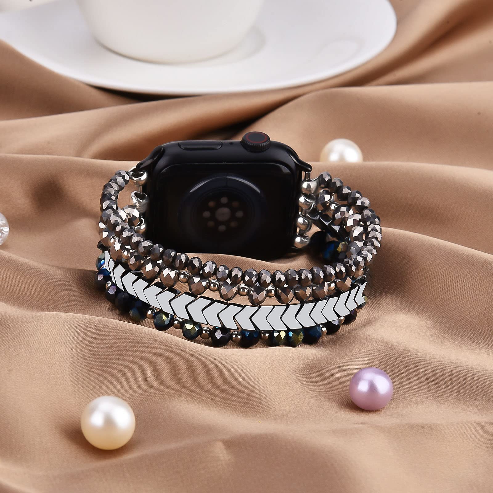 Mofree Beaded Bracelet Compatible With Apple Watch Band 40Mm/38Mm/41Mm/42Mm(Series10) 9/8/7/Se/6/5/4/3/2/1 Women Fashion Handmad