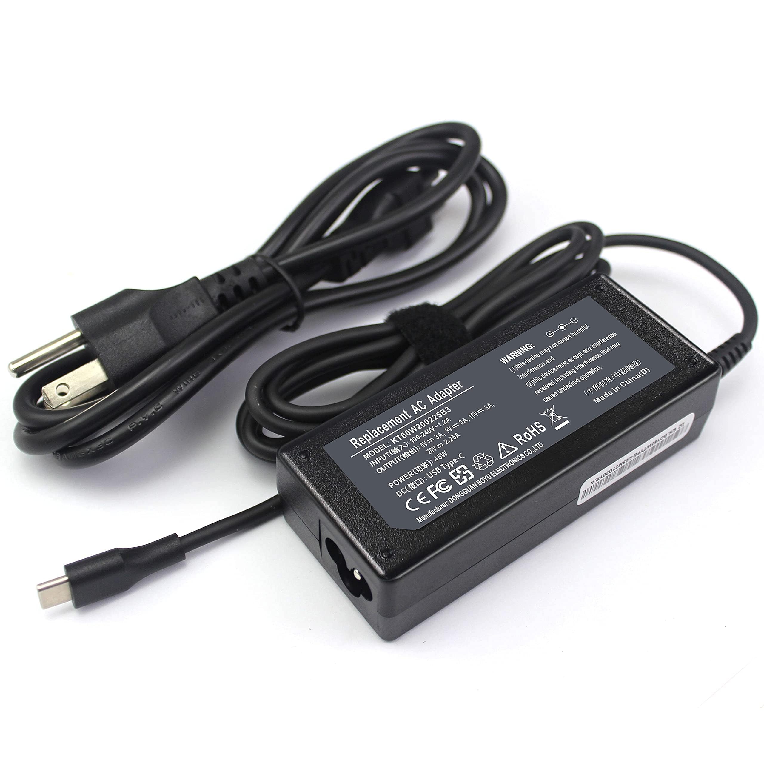 45W Usb C Laptop Charger For Lenovo Yoga C940 C740 S730 720 730 720 13Ikb 730 13Ikb 730S 910 920 920 13Ikb Chromebook C330 S330 T470S T480 T480S T580 T580S E480 E580 X280 P52S 4X20M26268 Power Adapter