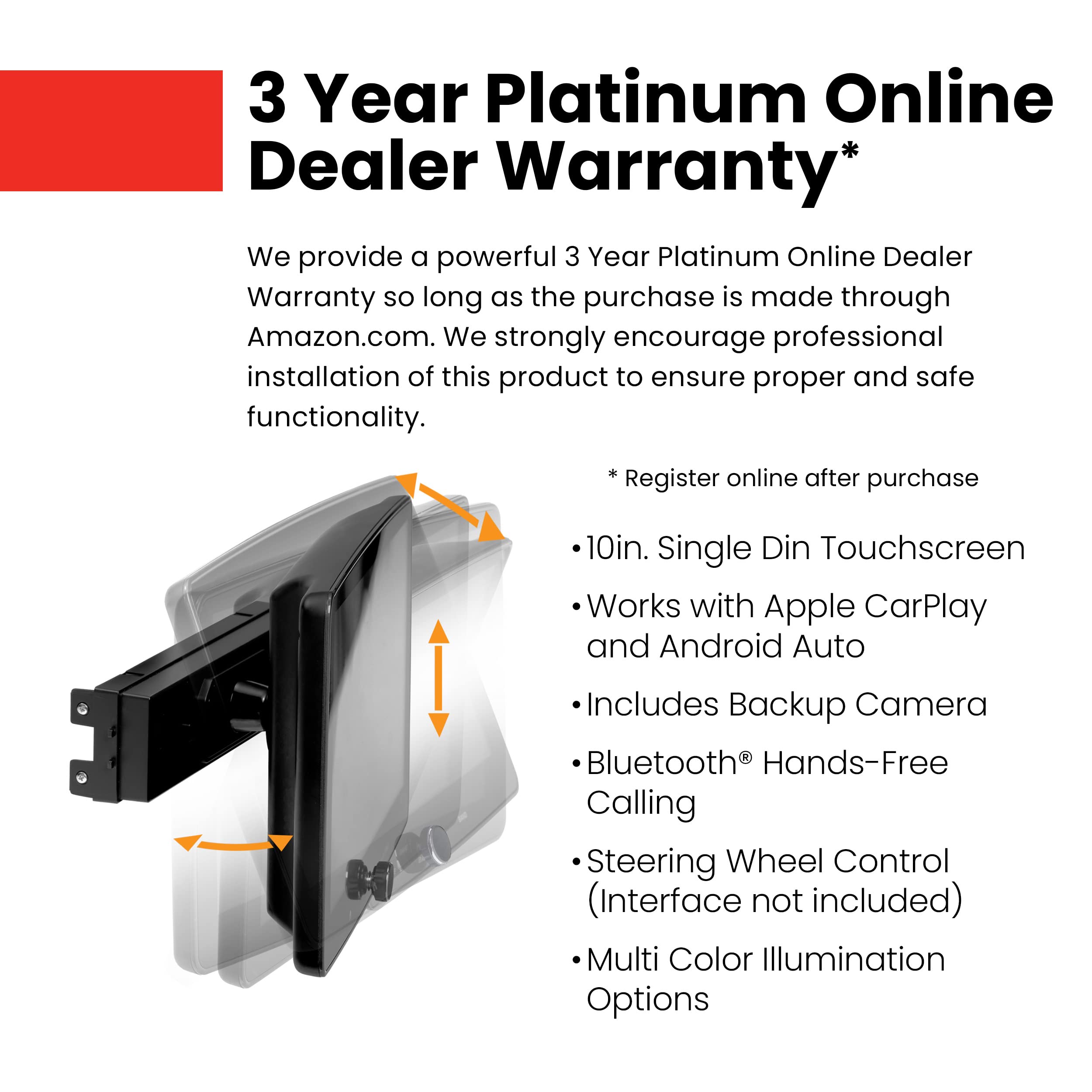 Boss Audio Systems Be10Acp C Car Stereo System   Apple Carplay, Android Auto, 10.1 Inch Single Din, Touchscreen, Bluetooth Head