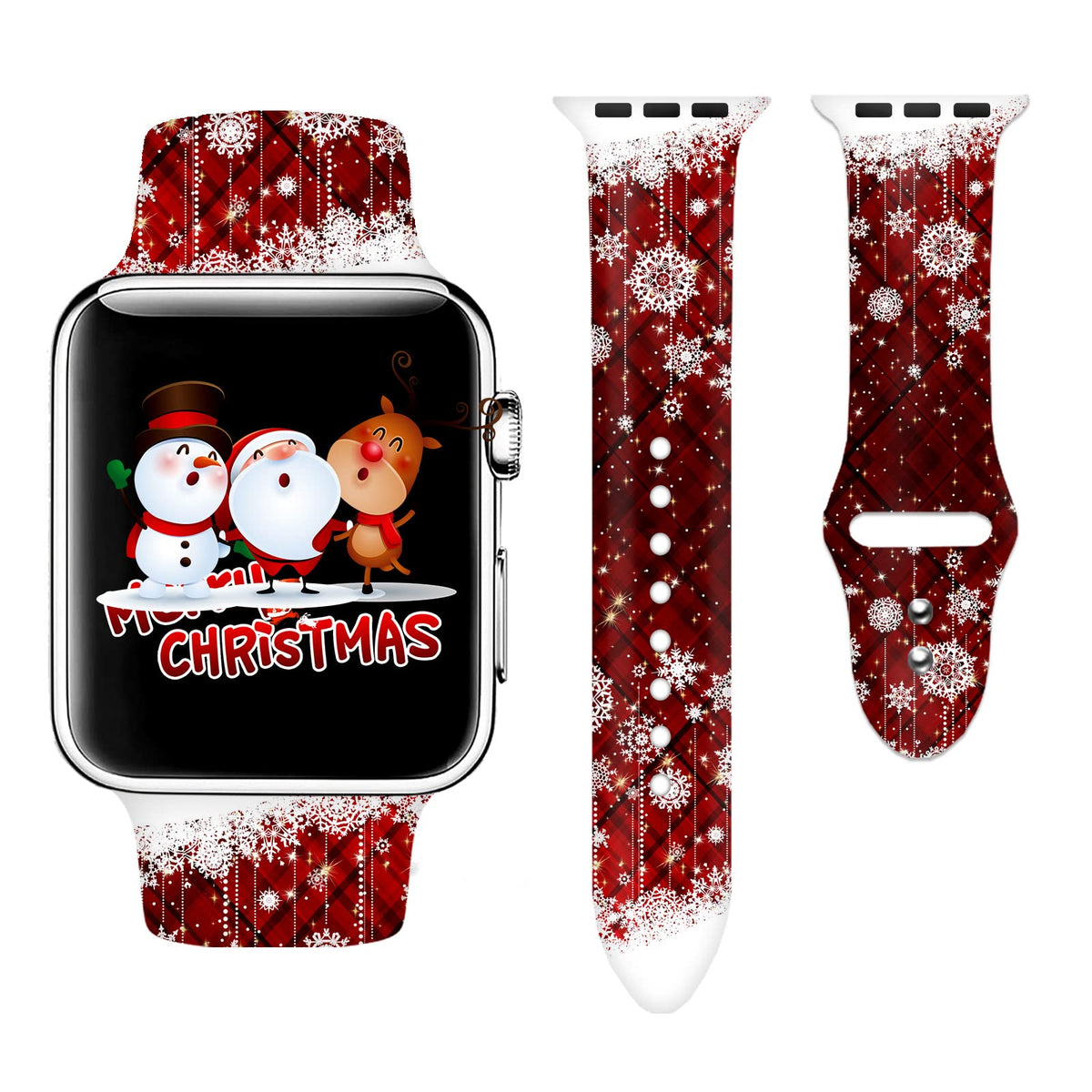 Winter Holidays Christmas Snowflakessport Watch Band Compatible With Apple Watch 38Mm 40Mm 41Mm 42Mm 44Mm 45Mm For Women Men,Adj