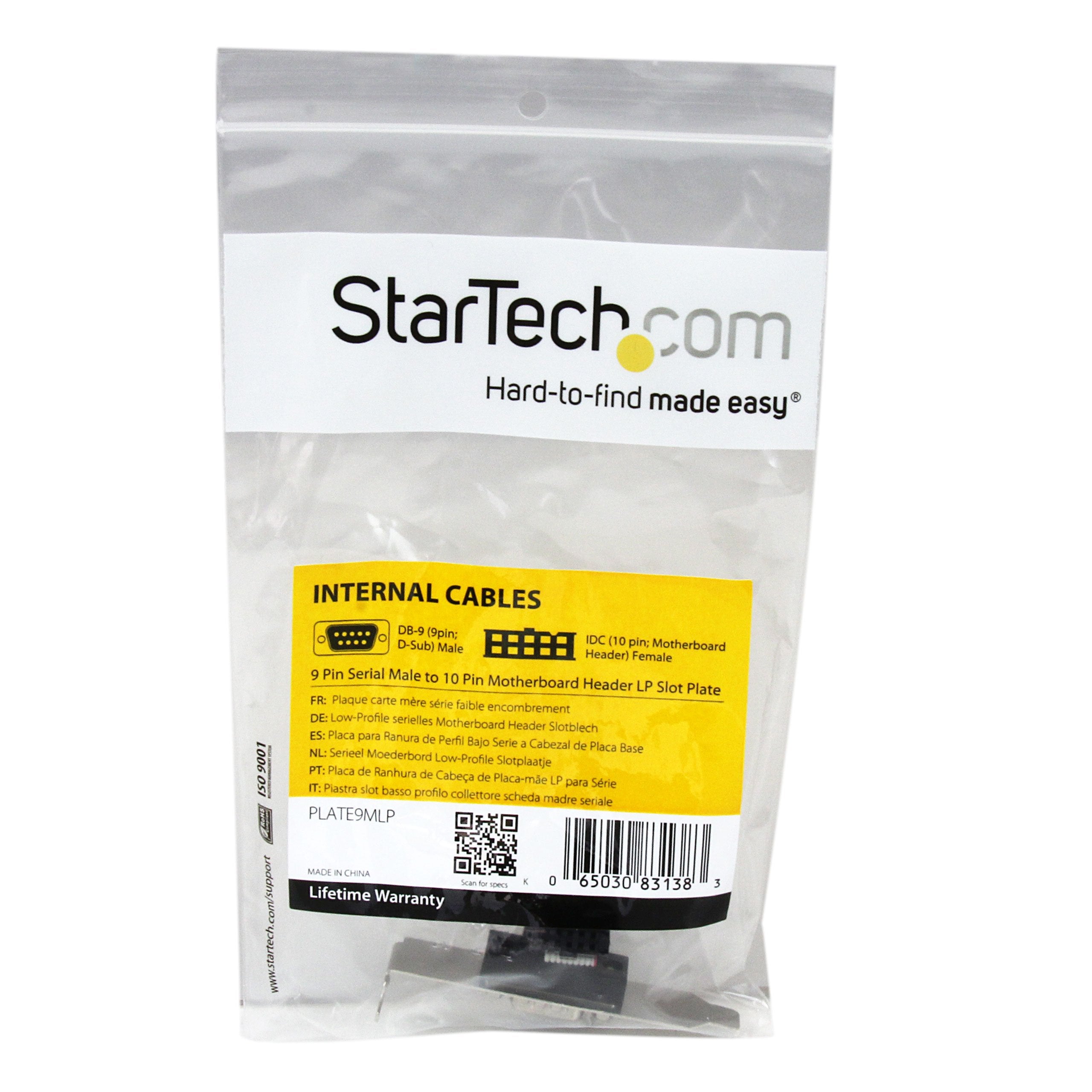 Startech.Com 9 Pin Serial Male To 10 Pin Motherboard Header Lp Slot Plate   Serial Panel   Db 9 (M) To 10 Pin Idc (F)   9.1 In