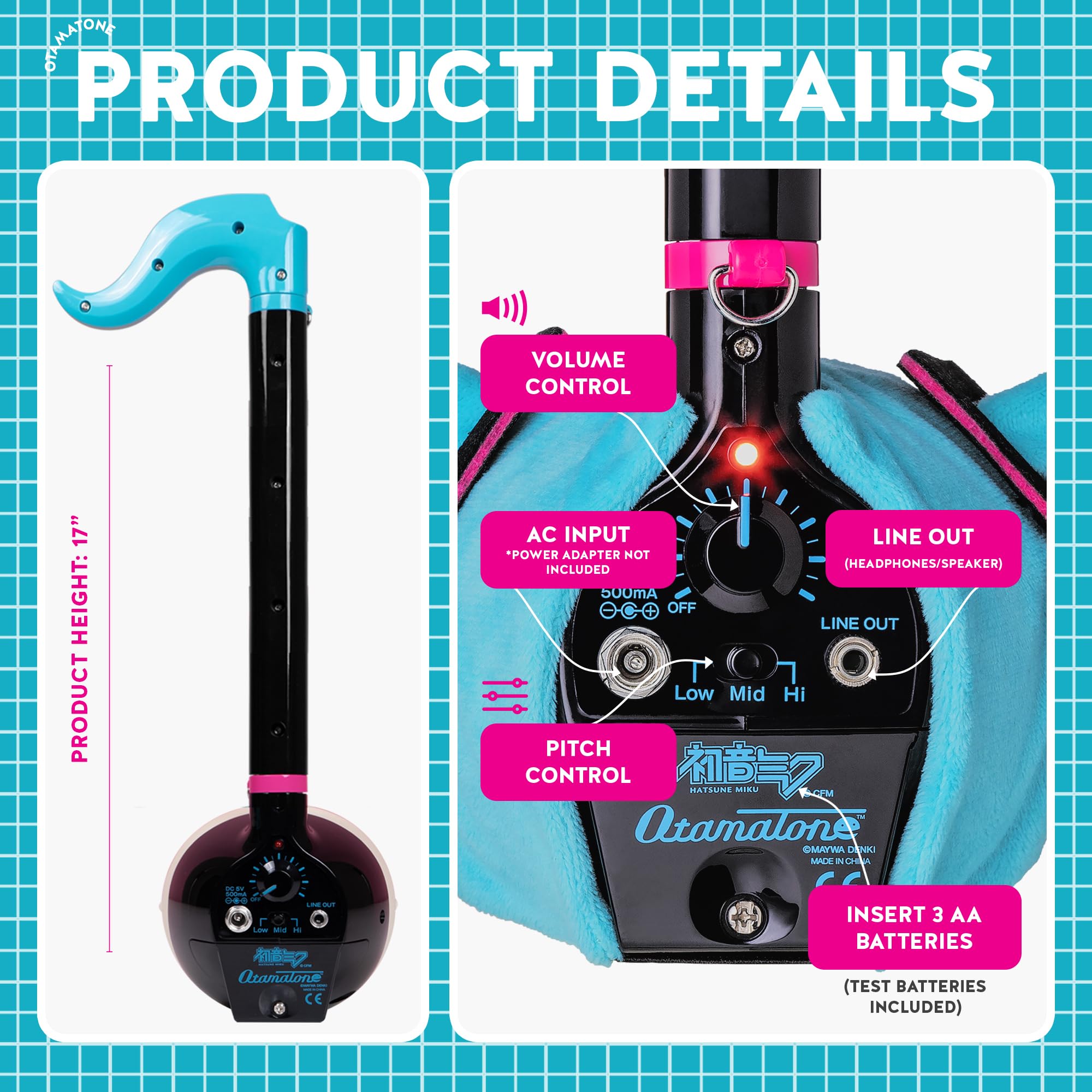 Otamatone Deluxe [Hatsune Miku Edition] Electronic Musical Instrument Portable Synthesizer From Japan Maywa Denki [Includes Remo