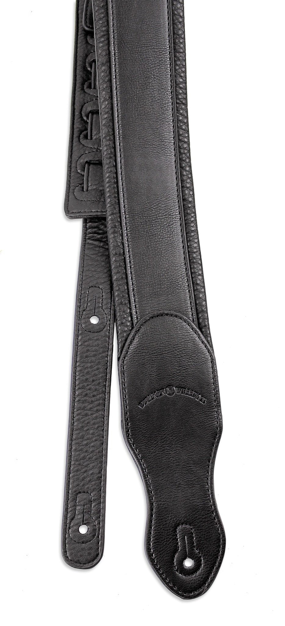 Walker & Williams G-46 Black On Black Padded Guitar Strap With Glove Leather Back