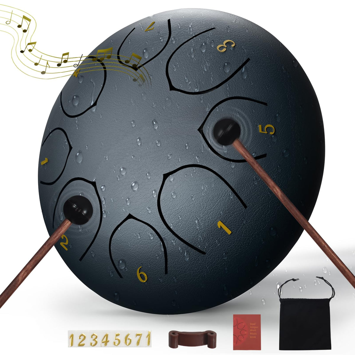 Rain Drum For Outside,6 Inches 8 Notes Rain Drum For Garden Instrument, Drum Rain Chime Waterproof, Rain Drum Outdoor, With Drum