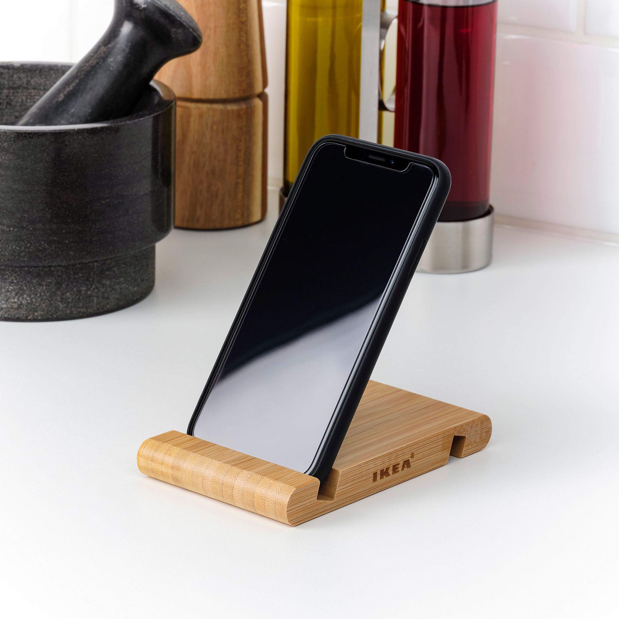 Ikea Bergenes Holder For Mobile Phone Tablet Bamboo 104.579.99, Length: 5' Width: 3 � '