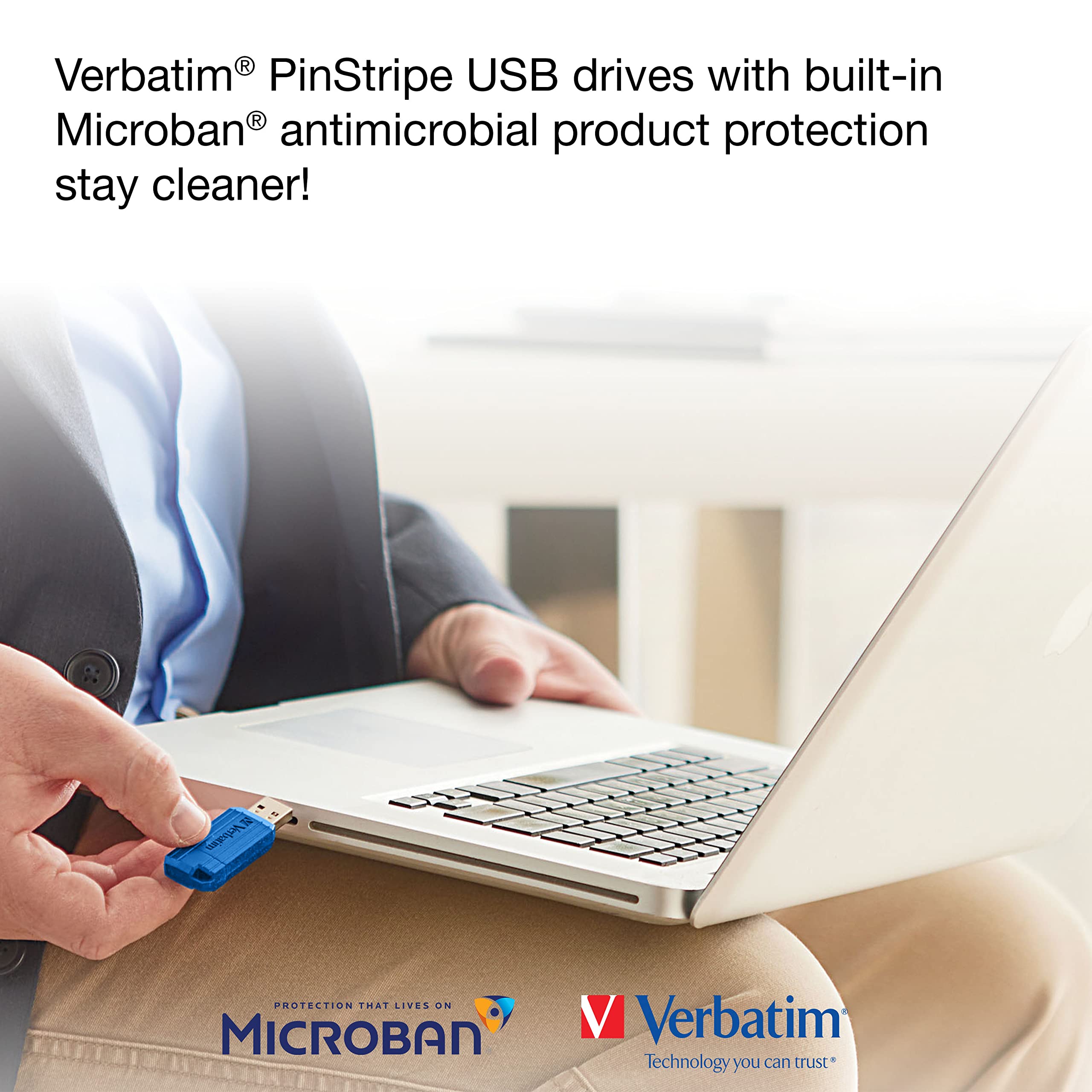 Verbatim 32Gb Pinstripe Usb 2.0 Flash Drive Retractable Thumb Drive   5 Pack   Multicolor (Green, Blue, Red, Purple, Cyan)