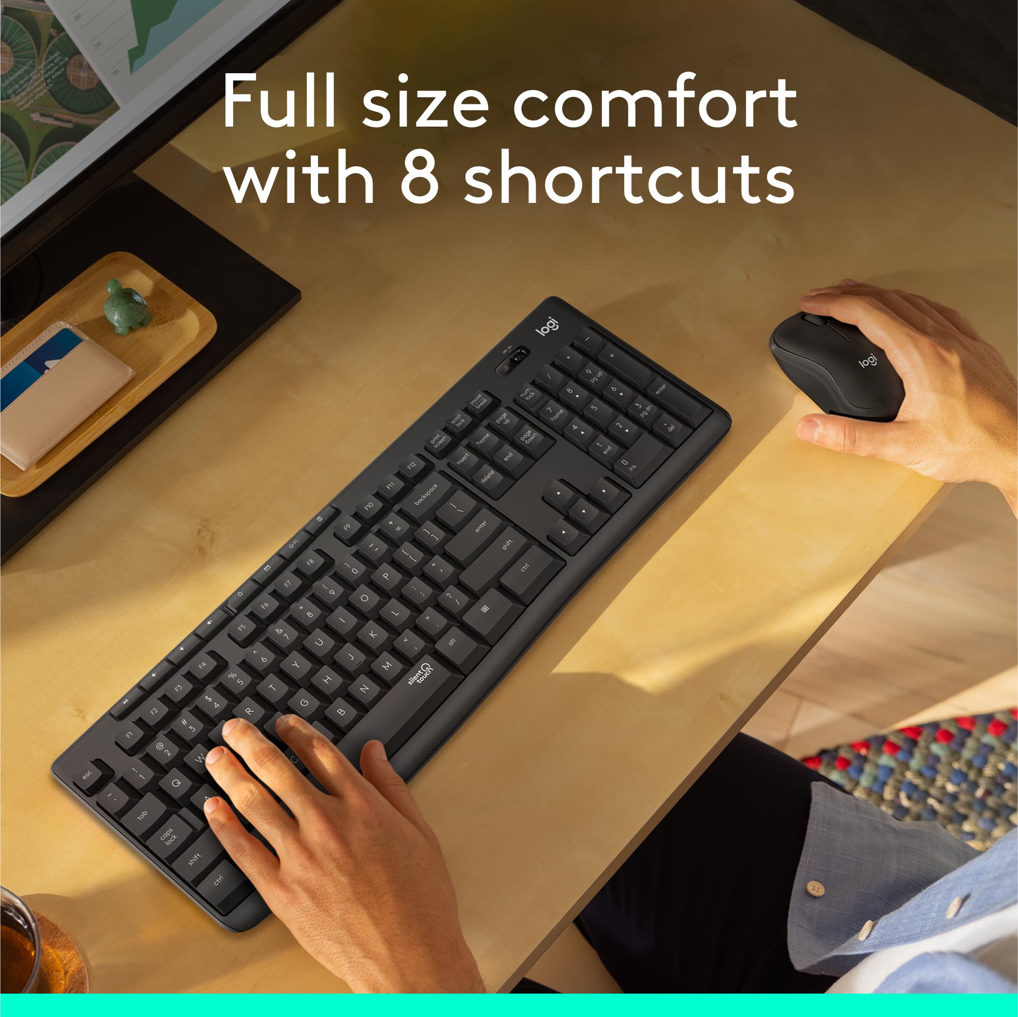 Logitech Mk295 Wireless Mouse & Keyboard Combo With Silenttouch Technology, Full Numpad, Advanced Optical Tracking, Lag-Free Wir