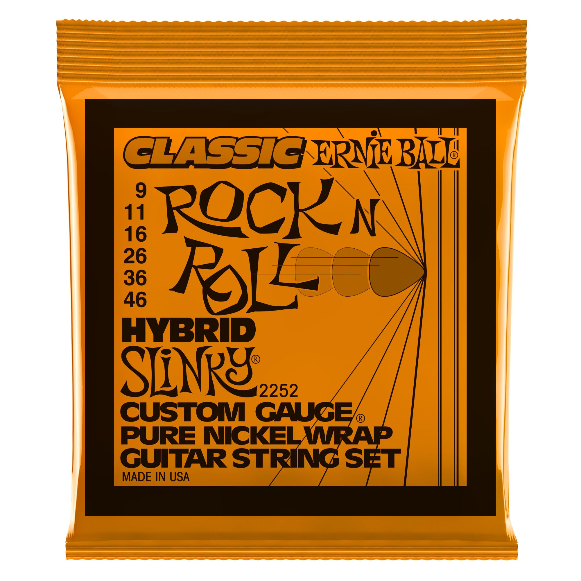 Ernie Ball Hybrid Slinky Classic Pure Nickel Electric Guitar Strings, 9-46 Gauge (P02252)