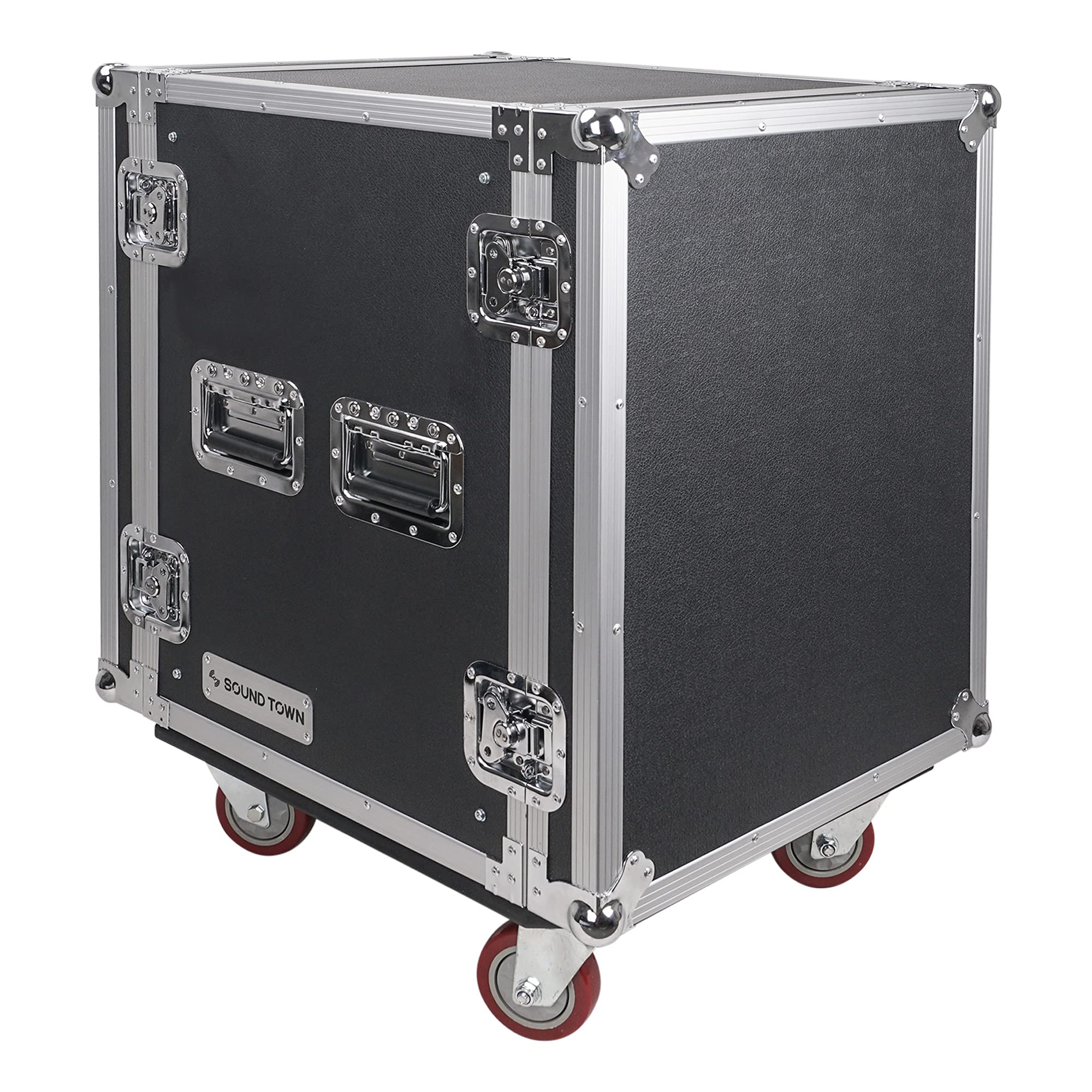 Sound Town 14U PA/DJ Rack/Road Case, 14Space, with 21 Rackable Depth, Casters, Plywood, Metal Ball Corners (STRC14UW)