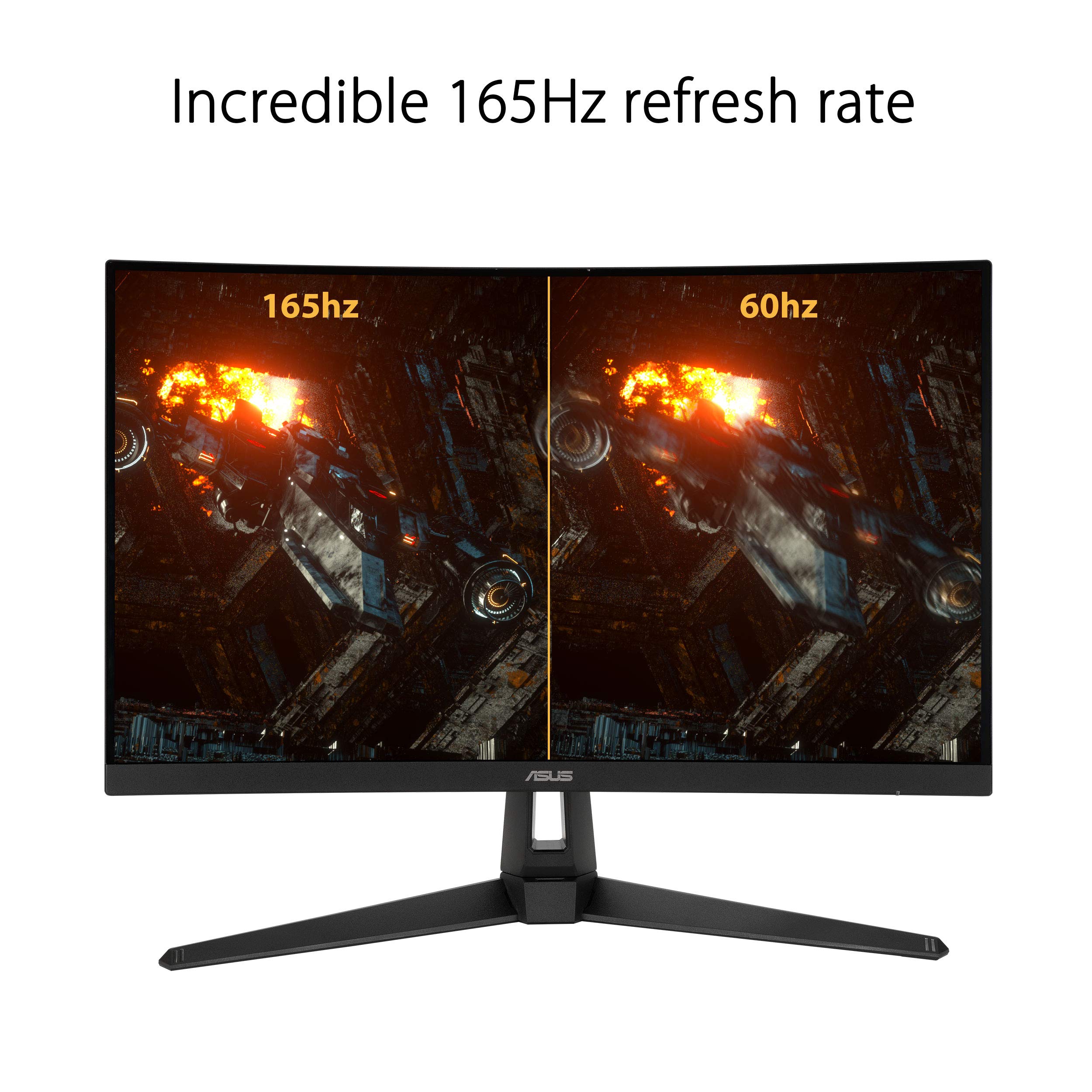 Asus Tuf Gaming Vg27Vh1B 27    Curved Monitor, 1080P Full Hd, 165Hz (Supports 144Hz), Extreme Low Motion Blur, Adaptive-Sync, Fr