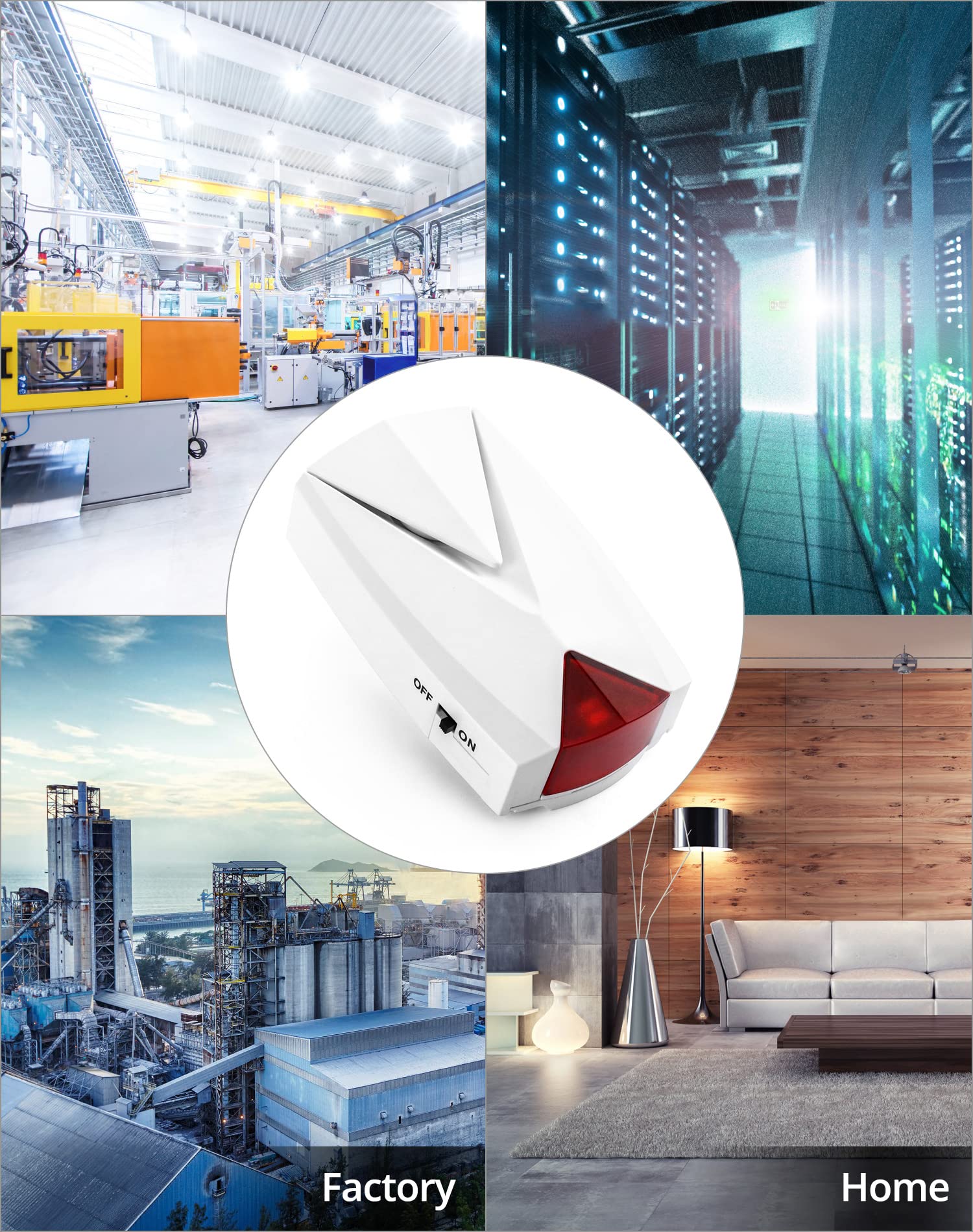 Qwork Power Failure Alarm, 118 Db Loud Siren With Led Light, 110V To 220V, Off/On Alert, 4 Pack