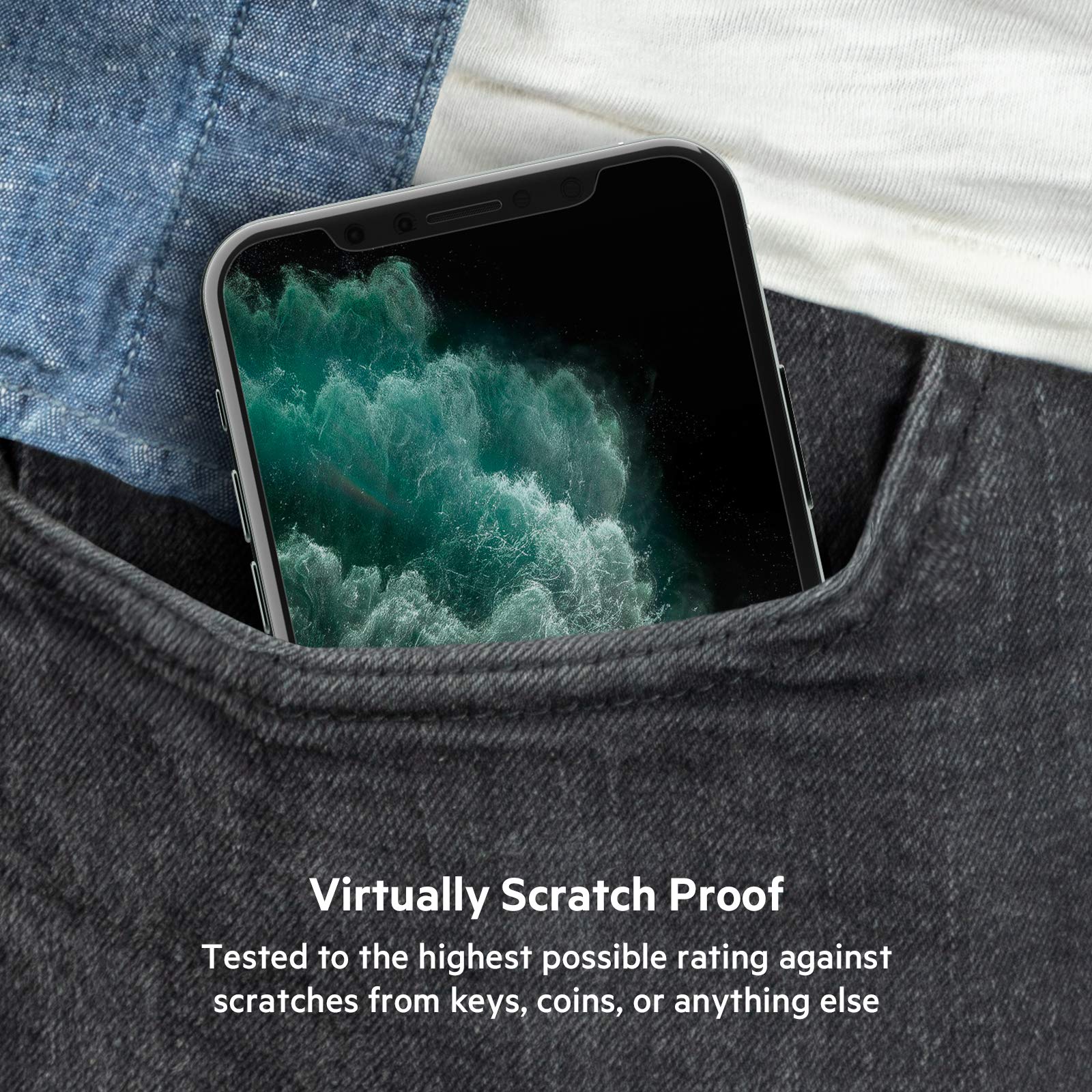 Belkin Screen Protector for Apple iPhone 11 Pro, iPhone XS or iPhone X with Antimicrobial Treated Coating and Included Easy Align Tray for Simple, Bubble Free Installation, ScreenForce TemperedGlass
