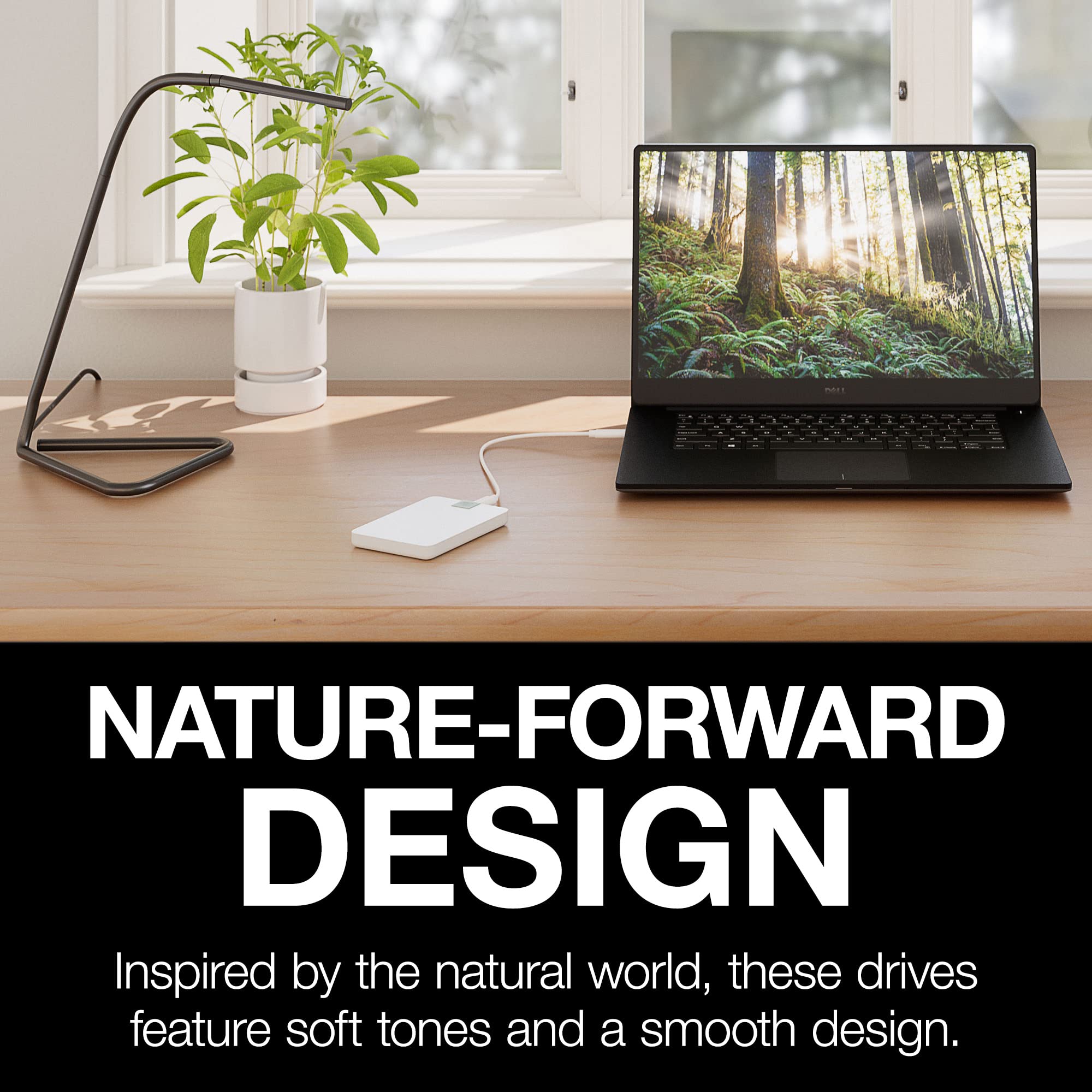 Seagate Ultra Touch Hdd 2Tb External Hard Drive - 7Mm, Cloud White, Post-Consumer Recycled Material, 6Mo Dropbox And Mylio, Resc