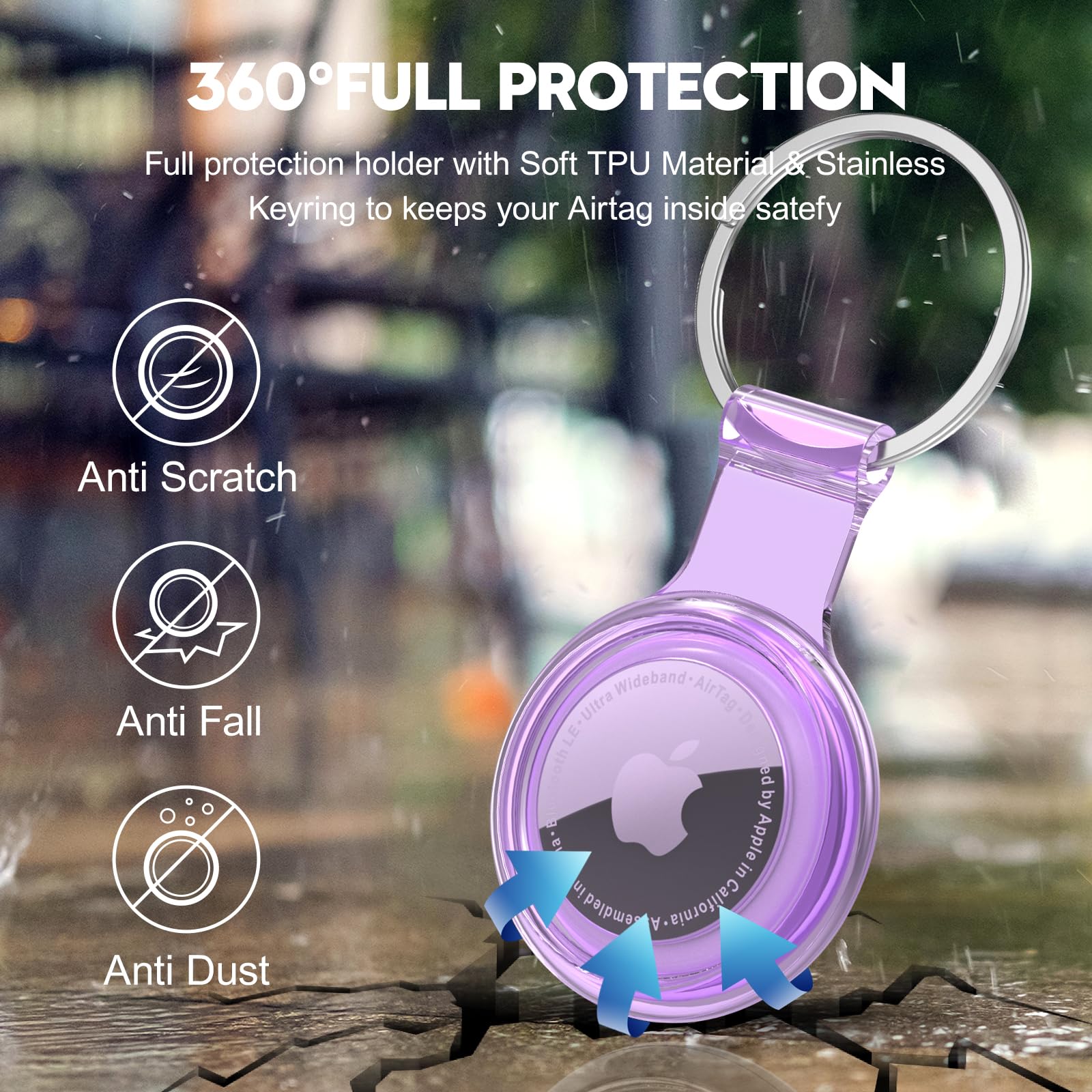 2 Pack Airtag Holder, Airtag Case Compatible With Apple Airtags, Waterproof & Dustproof & Anti Collision Airtag Cover With Multi