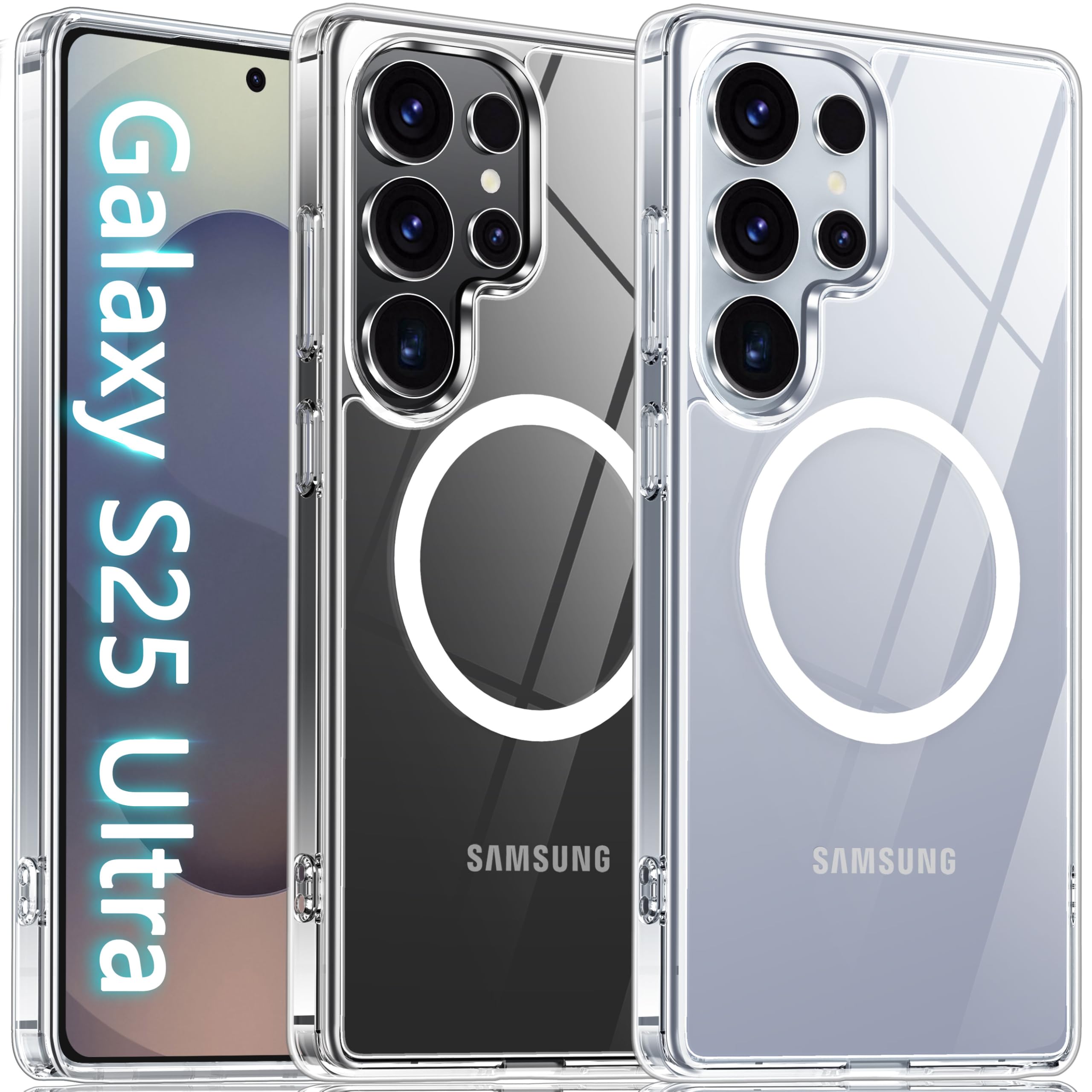 Oterkin Magnetic for Samsung Galaxy S25 Ultra Case Clear [Compatible with MagSafe][Anti-Yellowing][Built-in 4 Airbags][Military 