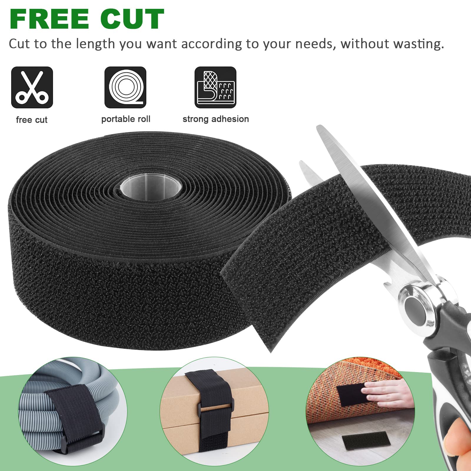 Moyisea Hook And Loop Straps With 60 Buckles, Adjustable Cable Straps, Free Cut Length, Reusable Nylon Securing Cord Ties For Or