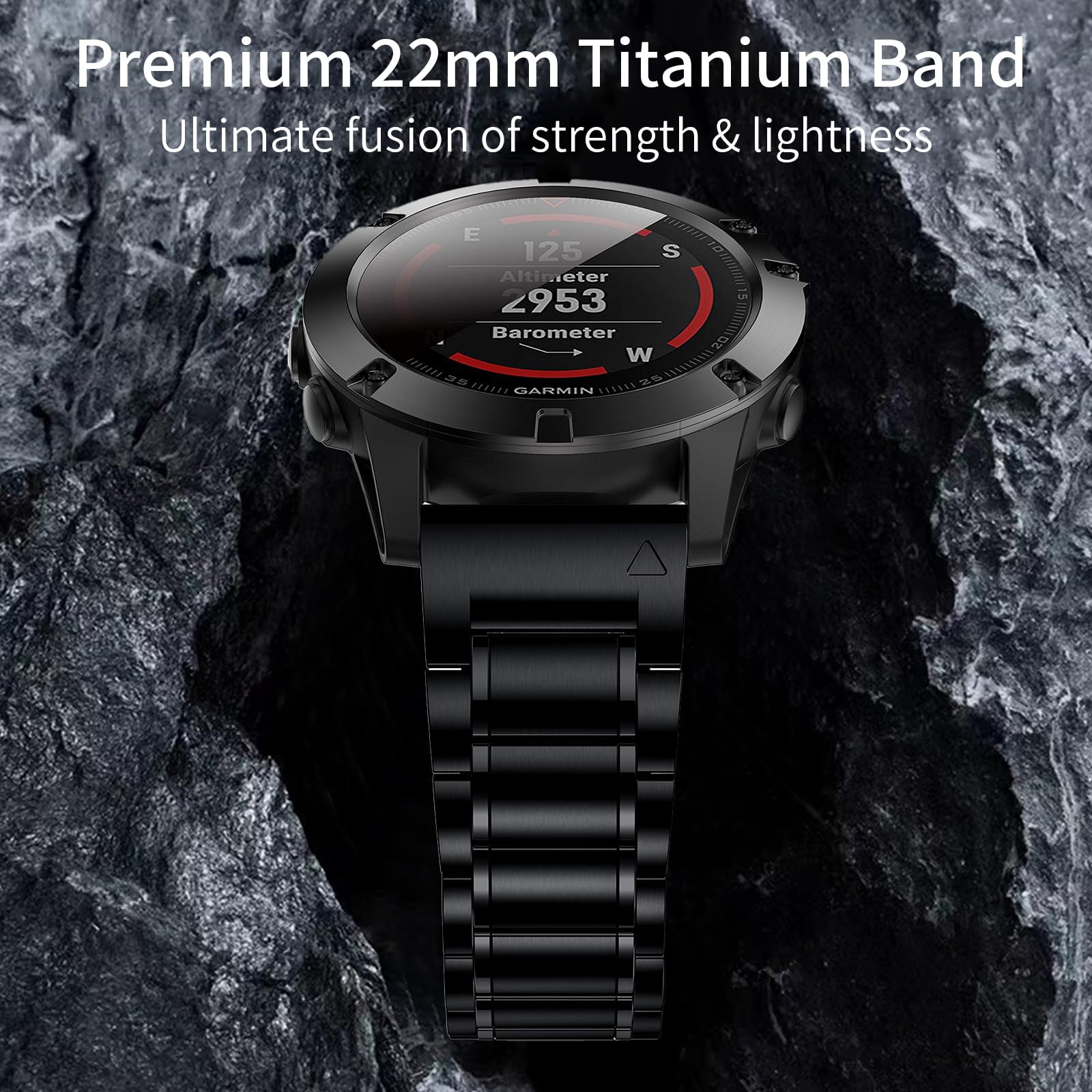 Synsing Titanium 22Mm Band Compatible For Fenix 8 47Mm/E 47Mm/7/6 Pro/5 Plus/Epix 2/Forerunner 965 955, 26Mm Metal Quick Release