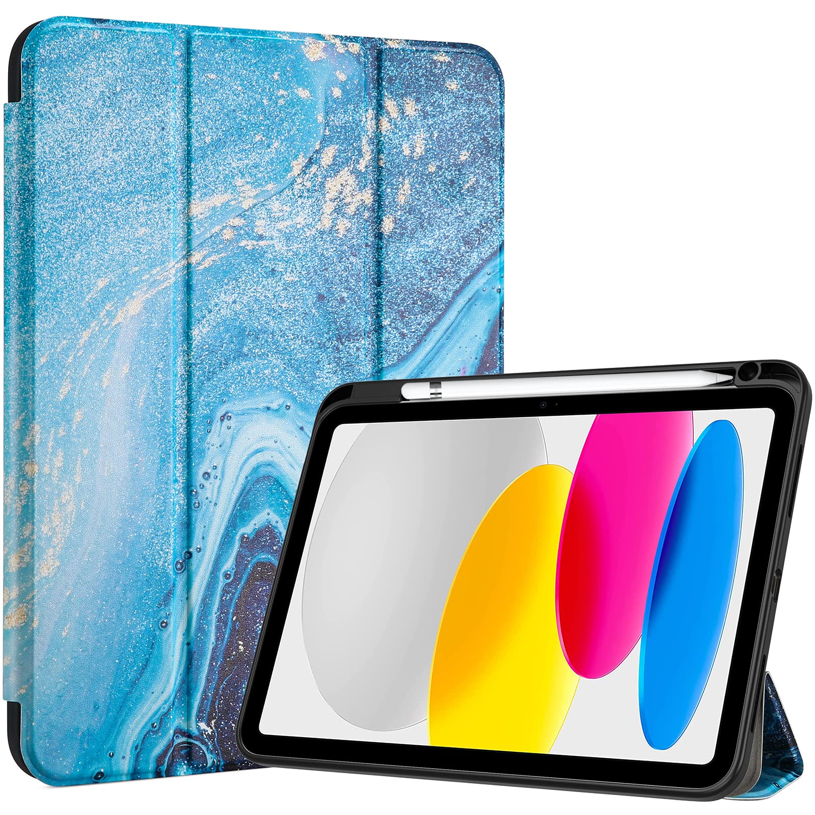 Procase For Ipad (A16) 11Th Generation 11 Inch 2025/10Th Generation 10.9 Inch 2022 Case With Pencil Holder, Hybrid Ipad 11 10 Case With Clear Back, Supports Auto Wake/Sleep  Sanda