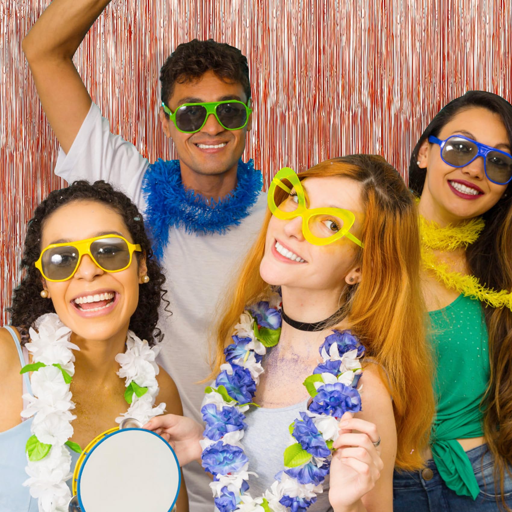 Tenlaitech 3 Pack 3.3 X 9.9 Ft Rose Gold Foil Fringe Backdrop Curtain, Streamer Backdrop Curtains, Streamers Birthday Party Deco