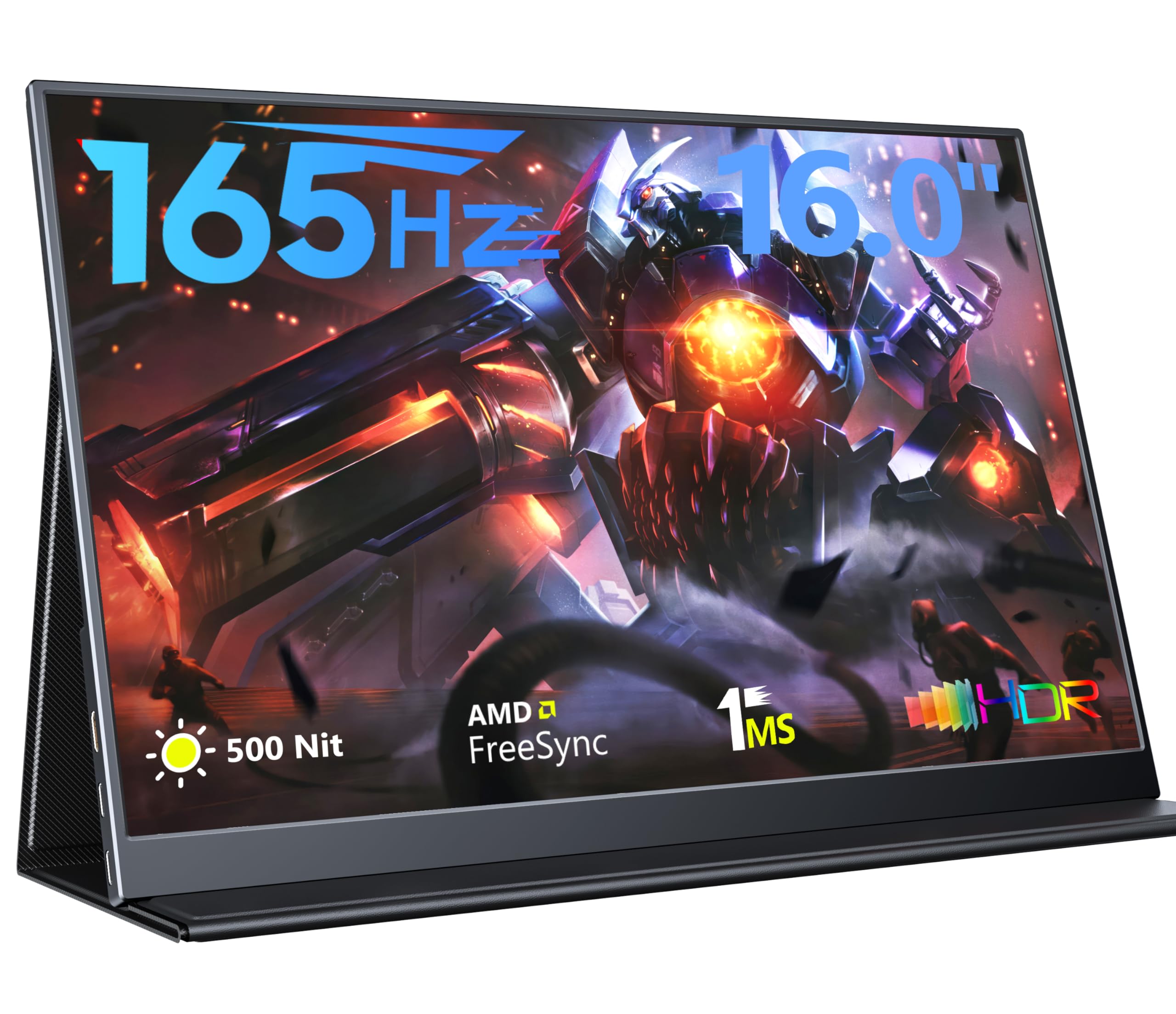 Magicraven 165Hz Portable Gaming Monitor, 16'' 1920X1200 500 Nits Laptop Monitor, Second Computer Display With Speakers, Dual Sc
