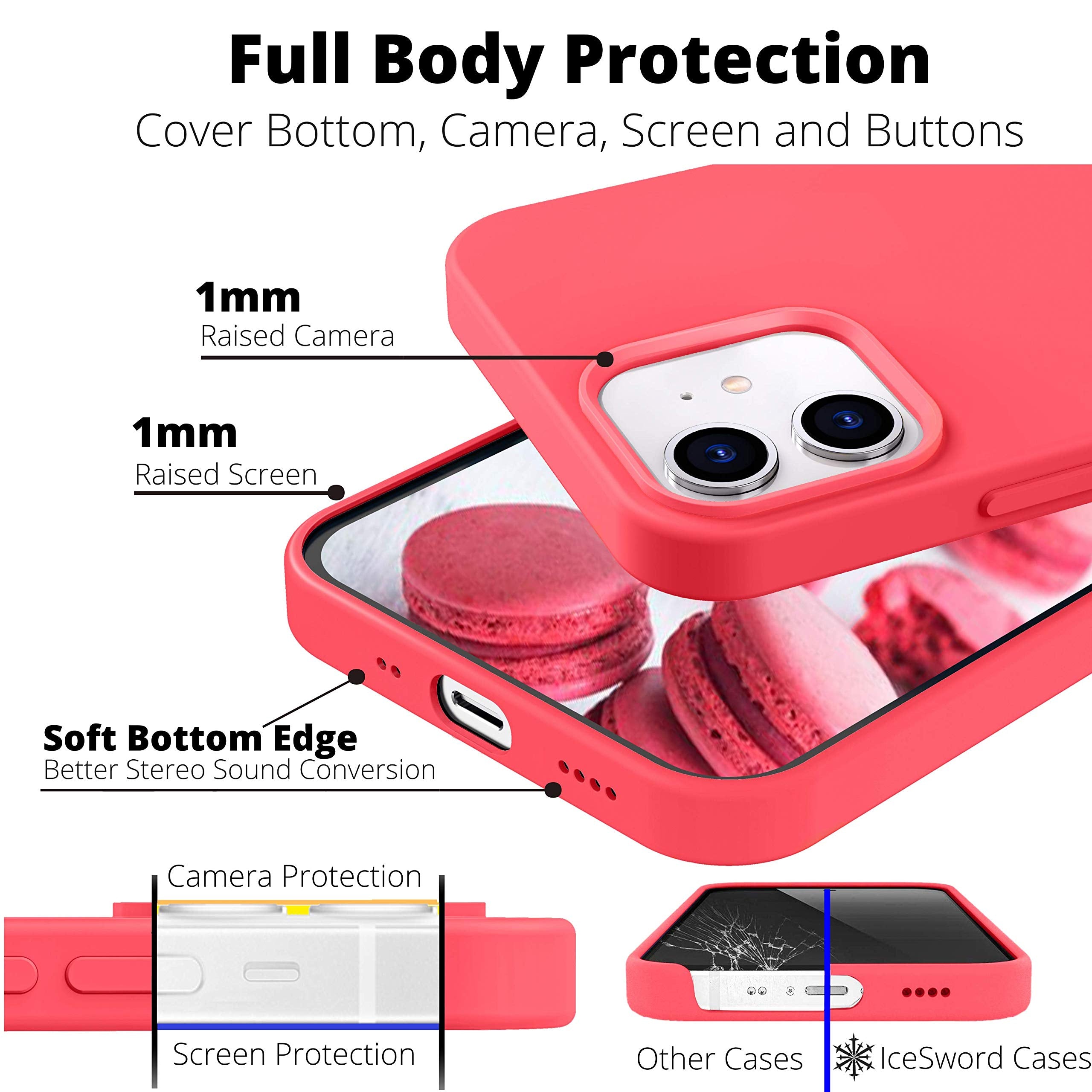 IceSword iPhone 13 Mini Case Slim Gel Shockproof Protective Silicone Berry 5.4 inch with Soft Microfiber Lining