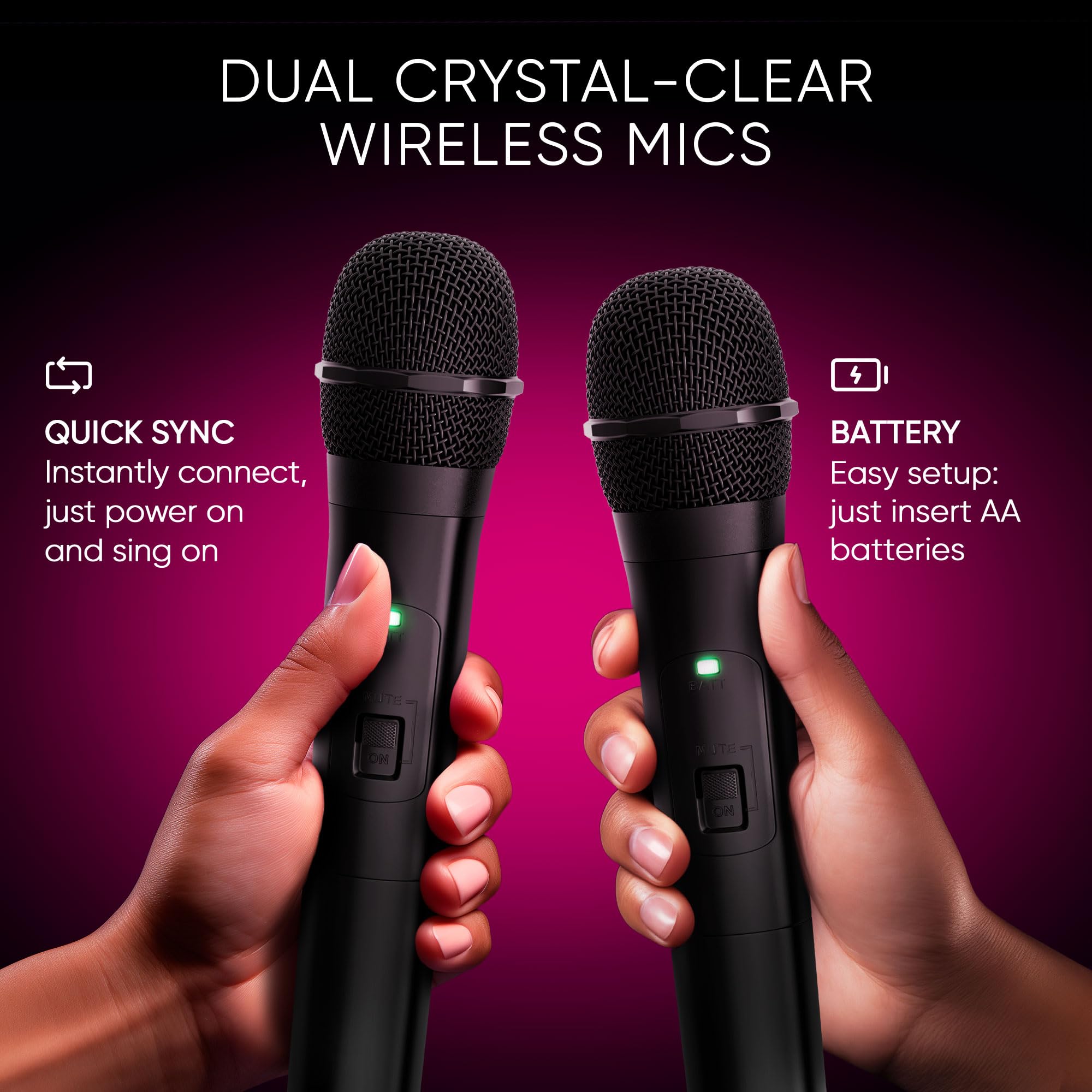 Masingo Karaoke Machine For Kids And Adults With 2 Wireless Bluetooth Microphones, Pa Portable Speaker With Colorful Led Lights,