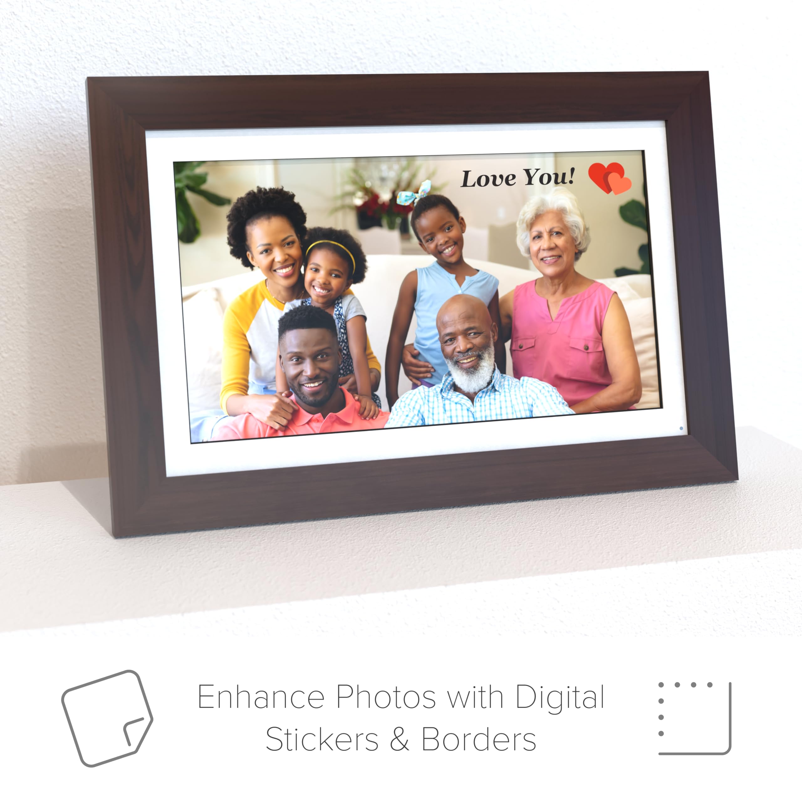 Brookstone Photoshare 14    Smart Digital Picture Frame, Send Pics From Phone To Frames, Wifi, 8 Gb, Holds 5,000+ Pics, Hd Touch