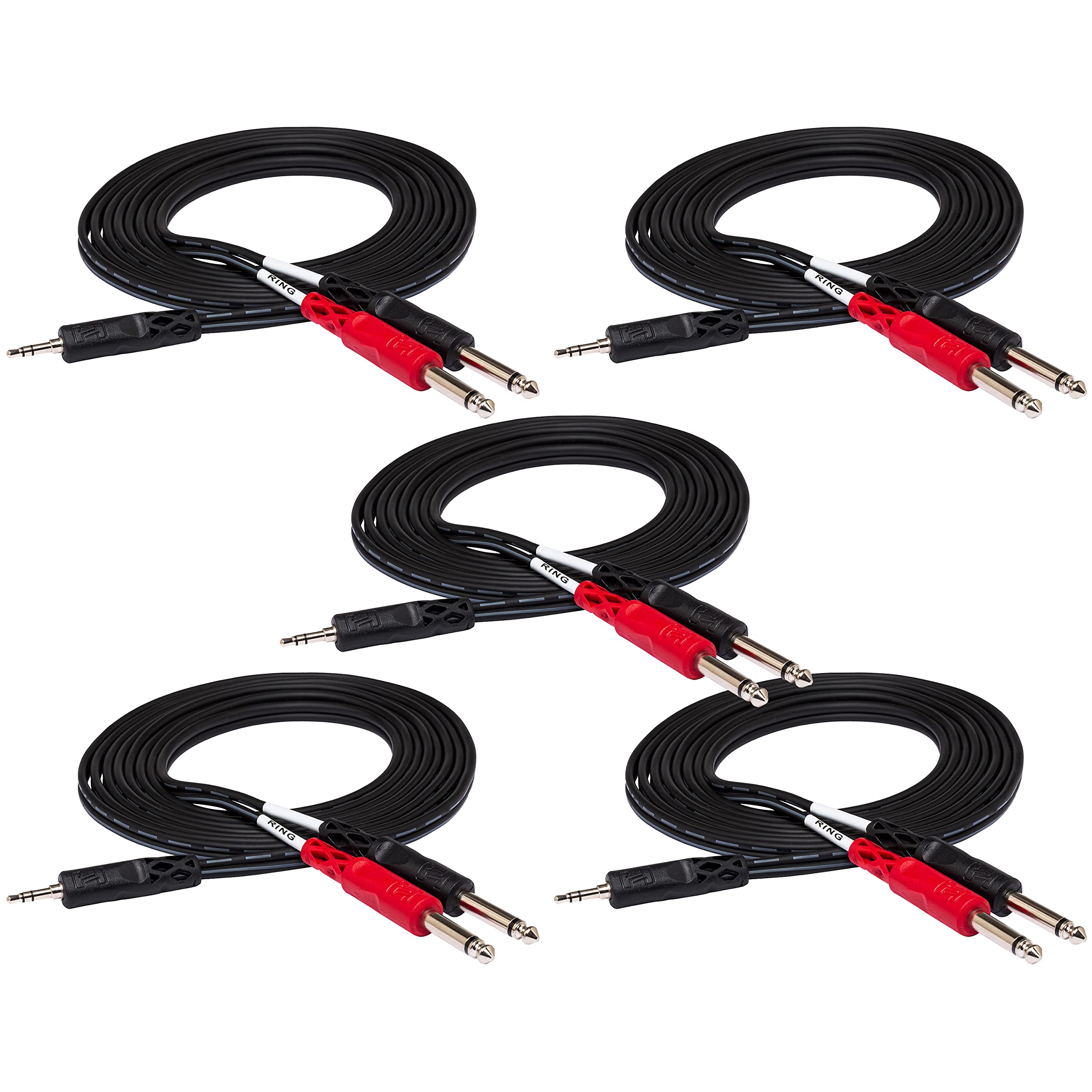 Hosa Cmp 153 3.5 Mm Trs To Dual 1/4'' Ts Stereo Breakout Cable, 3 Feet (5 Pack)