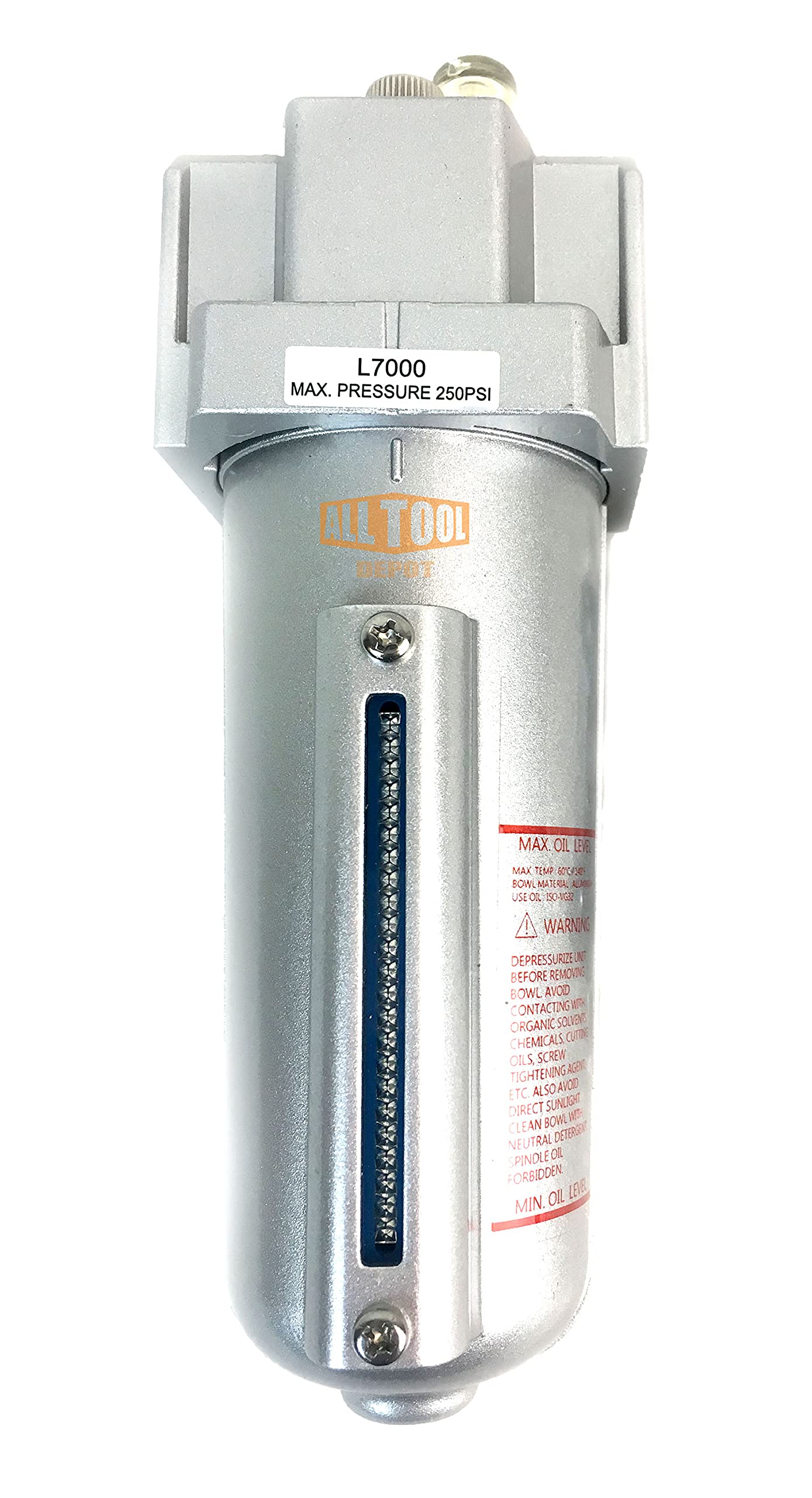 1/2    Npt Heavy Duty Lubricator Oiler For Compressed Air Lubricate Pneumatic Air Tools, Metal Bowl With Visible Sight Glass, 22