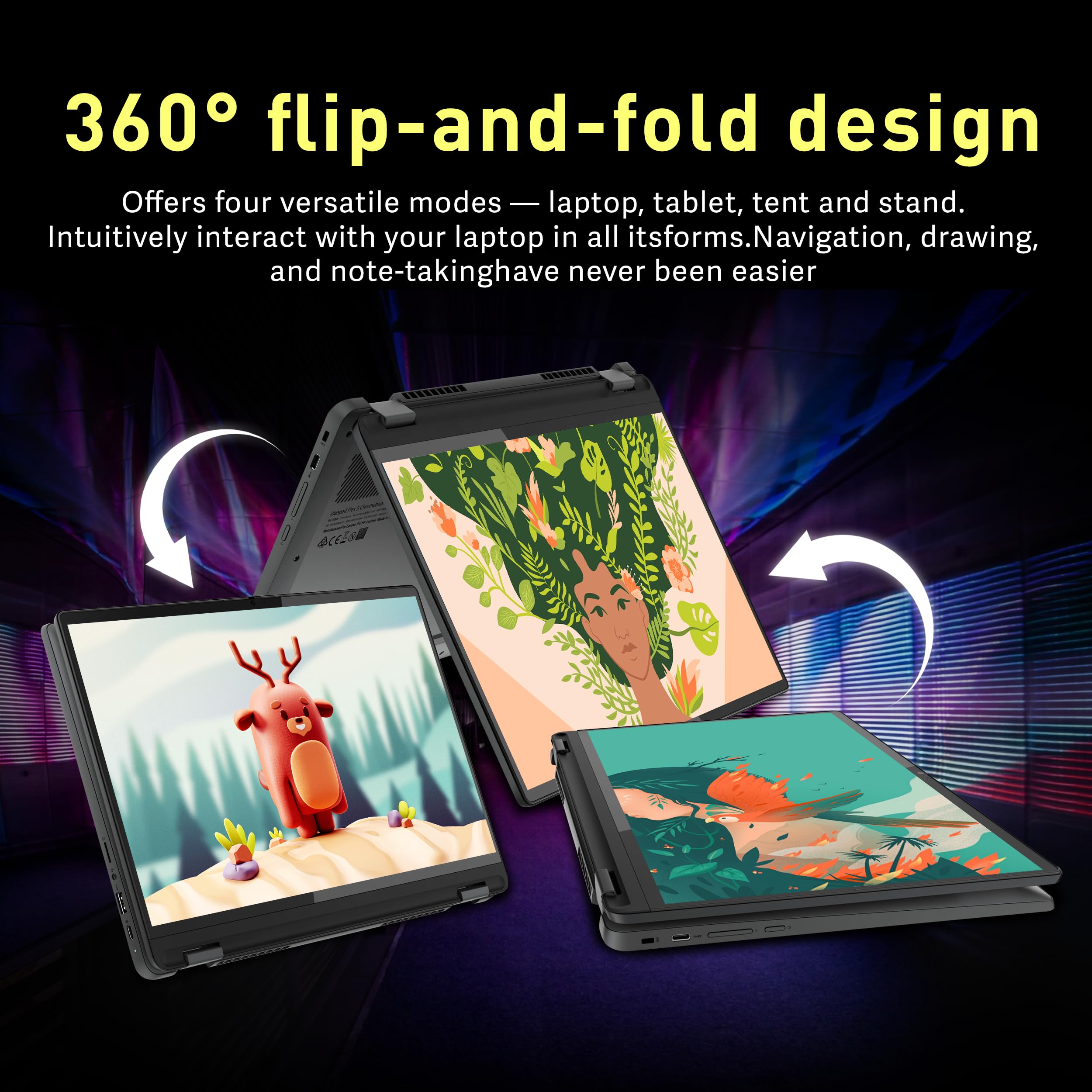 Lenovo Ideapad Flex 5I 14 Fhd 2-In-1 Touchscreen Laptop, Intel I3-1315U, 8Gb Ram, 128Gb Ssd, Intel Uhd Graphics, Backlit Keyboar