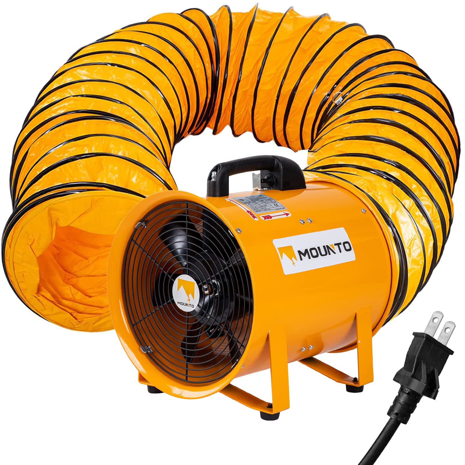 Mounto 12 Inch Heavy Duty Cylinder Axial Fan With 25 Foot Vinyl Hose | High Performance Portable Blower/Exhaust Fan | 2900 Cfm D