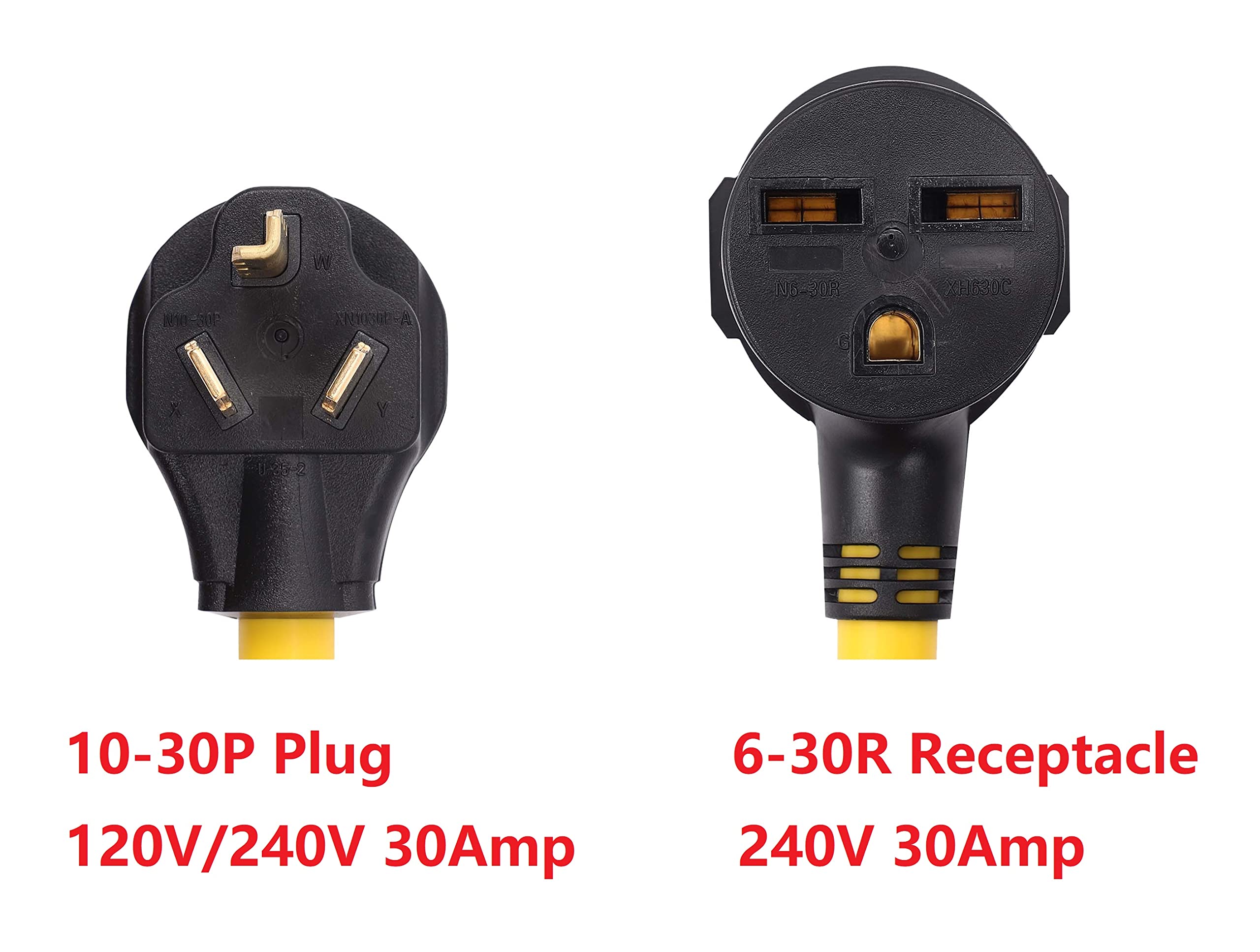 Onetak Nema 10 30P To 6 30R 240V 30 Amp 3 Prong Male Plug To 3 Prong Female Receptacle Dryer Ev Charger Power Cord Adapter