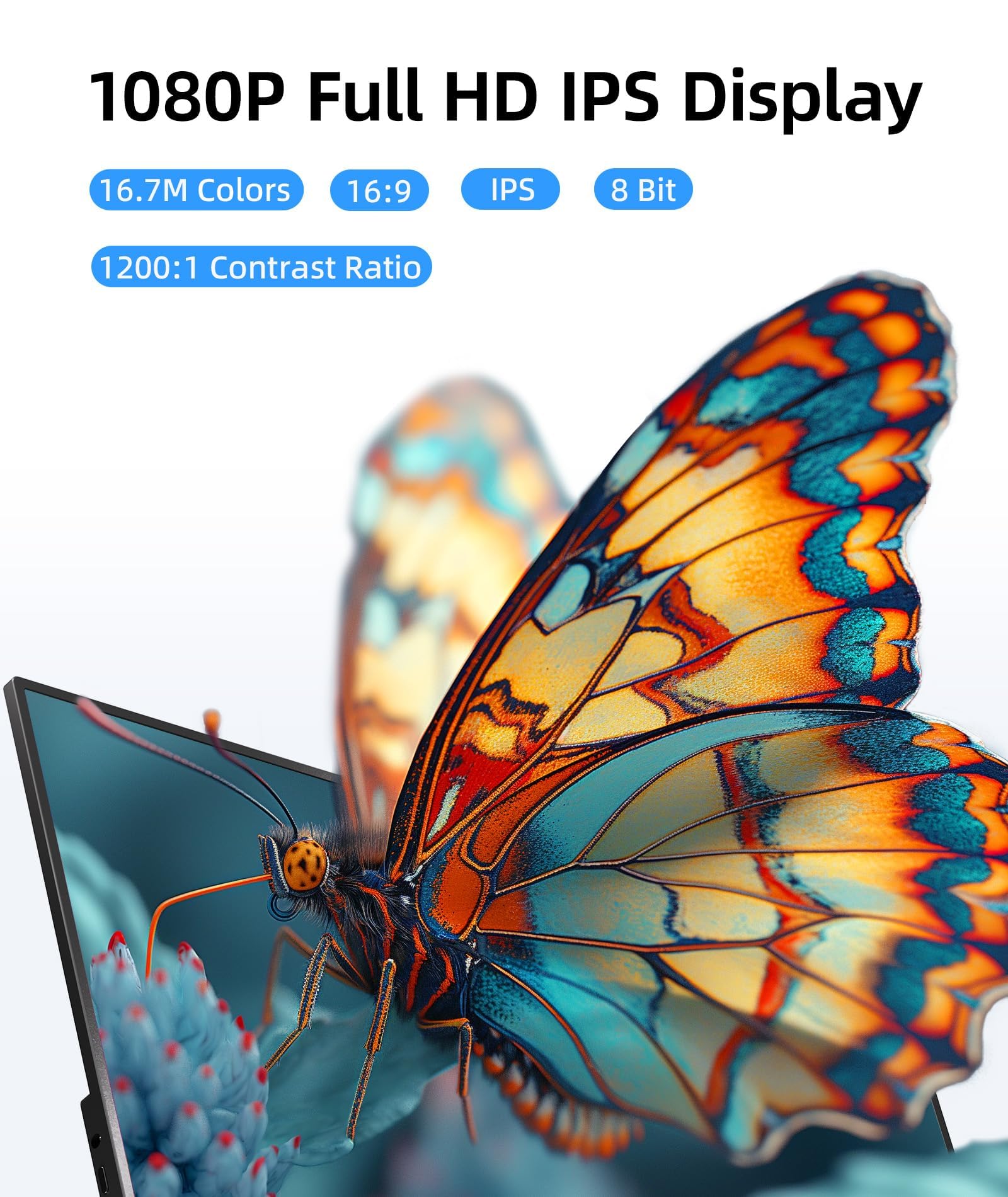 Ingnok Portable Monitor   Ultra Slim 15.6 Inch Full Hd Ips Laptop Screen Extender With Adjustable Stand For Laptop, Usb C Compat