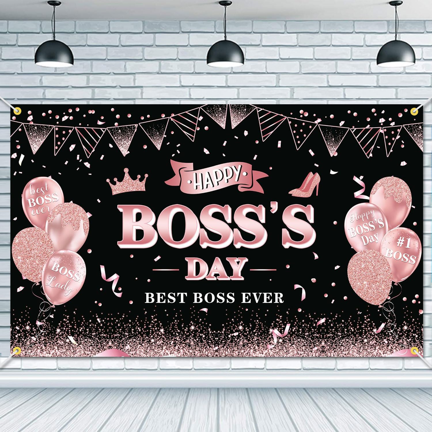 Jkq Happy Boss'S Day Backdrop Banner 73 X 43 Inch Large International Boss Day Background Banner Boss Lady Female Best Boss Ever